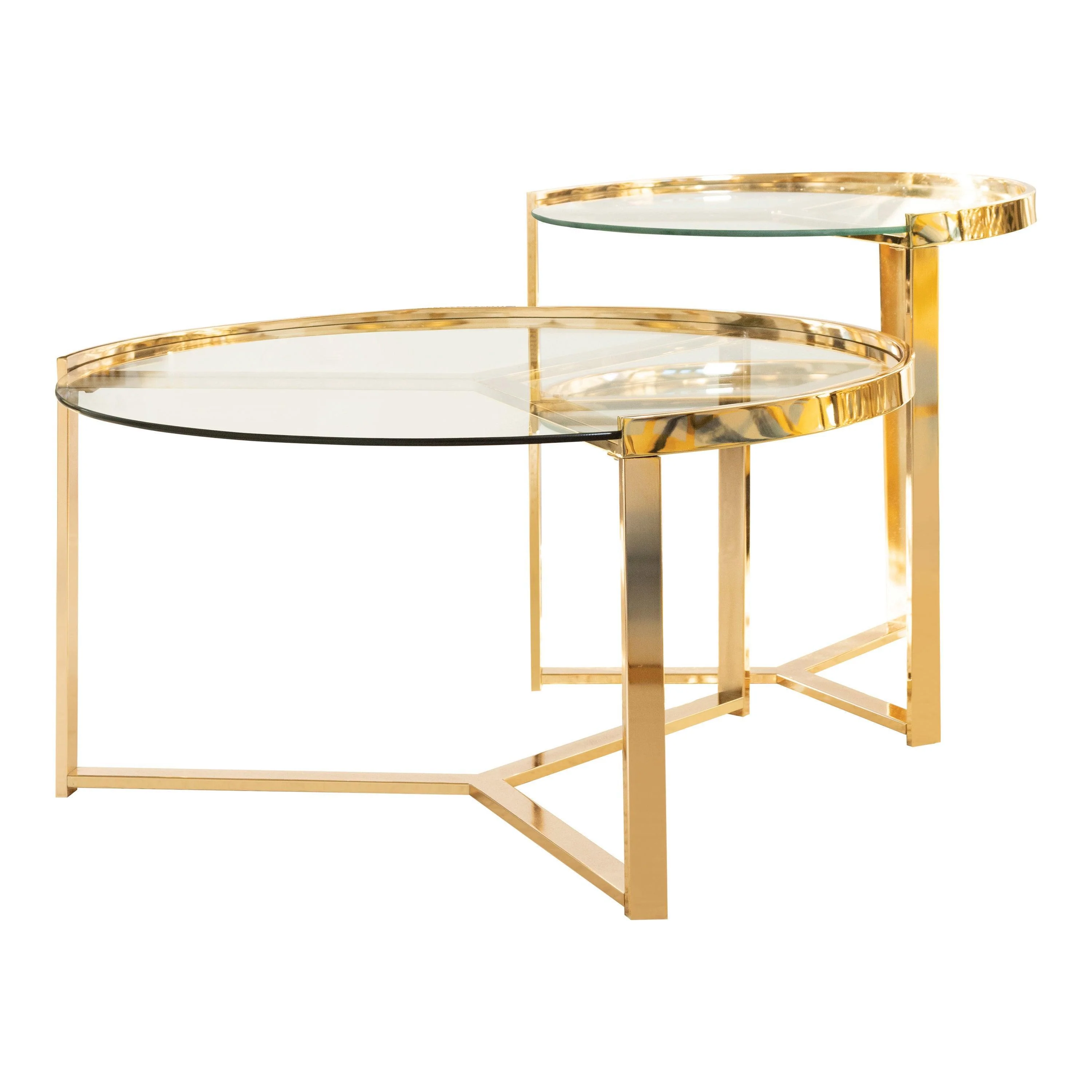 Delia 2-Piece Round Nesting Table Clear Gold - Image 2