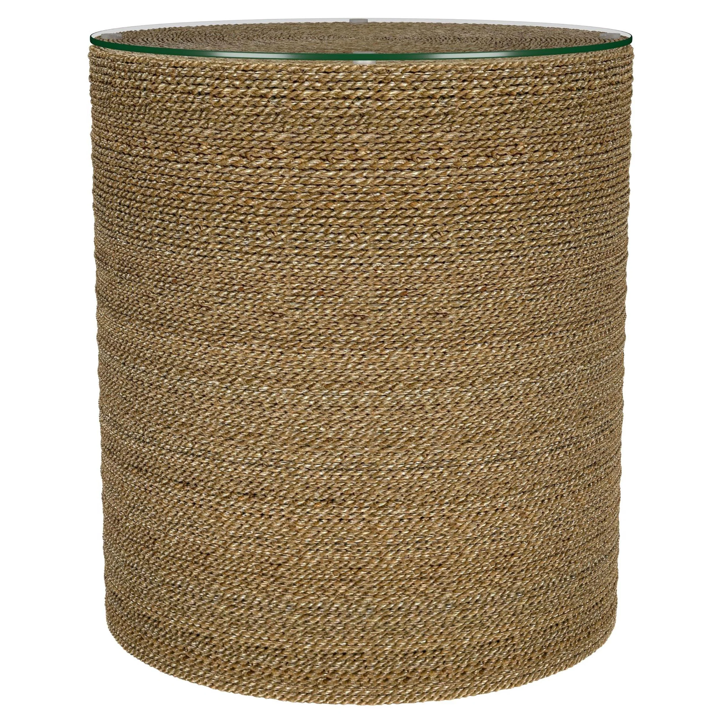 Halden Round Woven Seagrass Accent Side Table Light Brown - Image 3