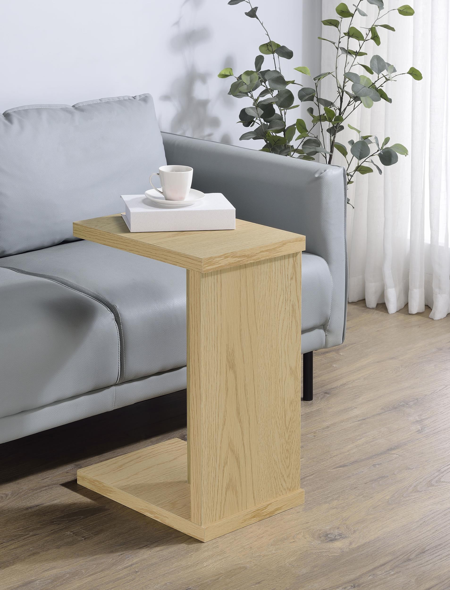 Clower Engineered Wood C-Shaped Sofa Side Table Light Oak - Image 2