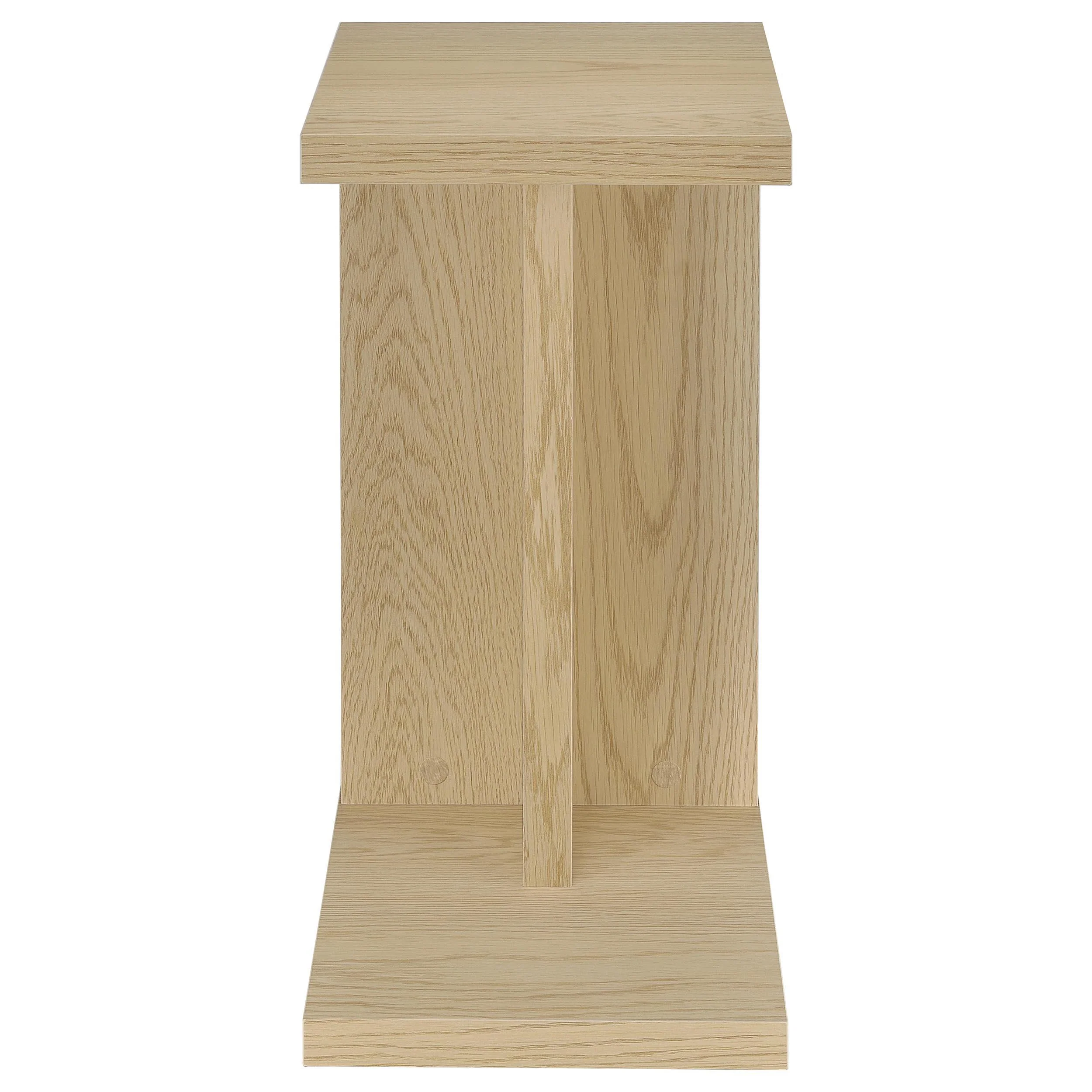 Clower Engineered Wood C-Shaped Sofa Side Table Light Oak - Image 3