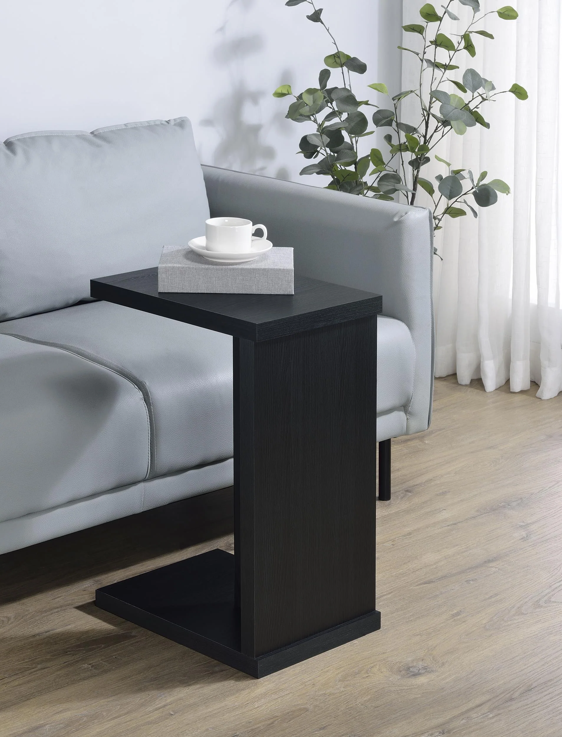 Clower Engineered Wood C-Shaped Sofa Side Table Black - Image 2