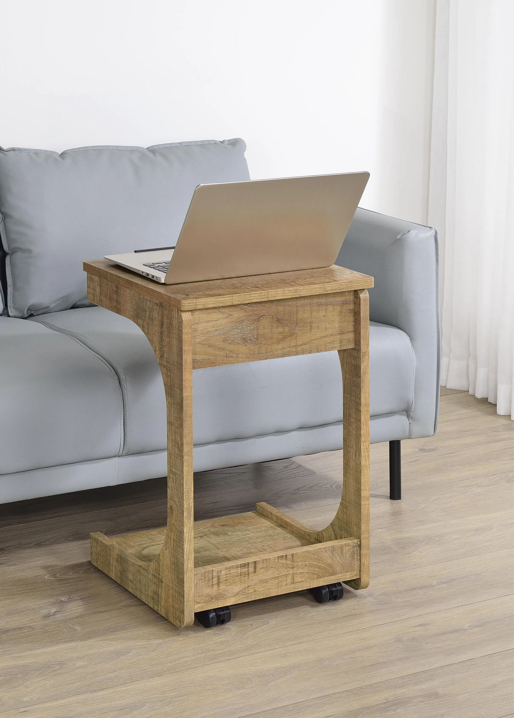 Ralston C-Shaped Lift-Top Sofa Side Table With Casters Mango - Image 2