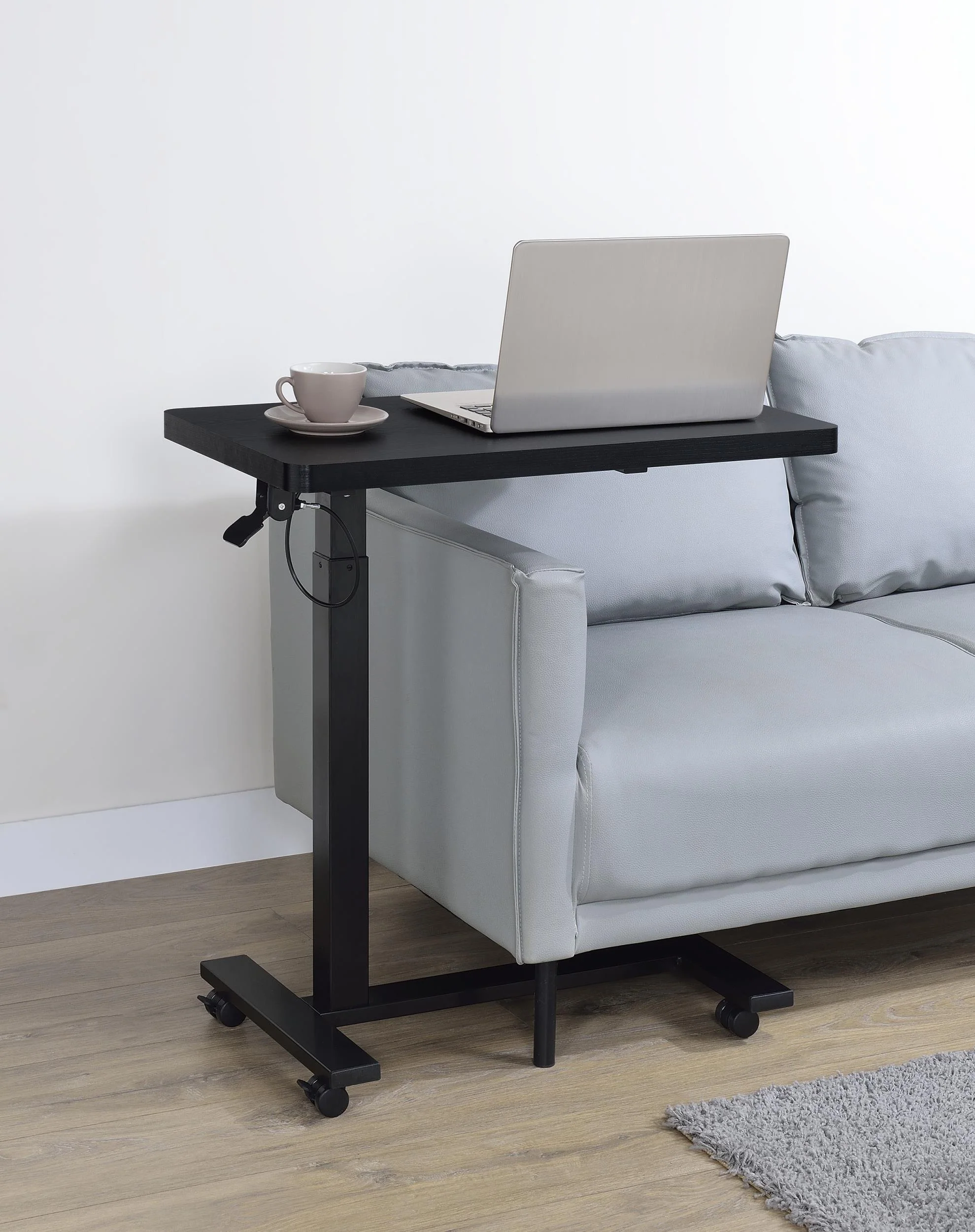 Westpark Pneumatic Adjustable C-Shape Side Table with Casters Black - Image 2