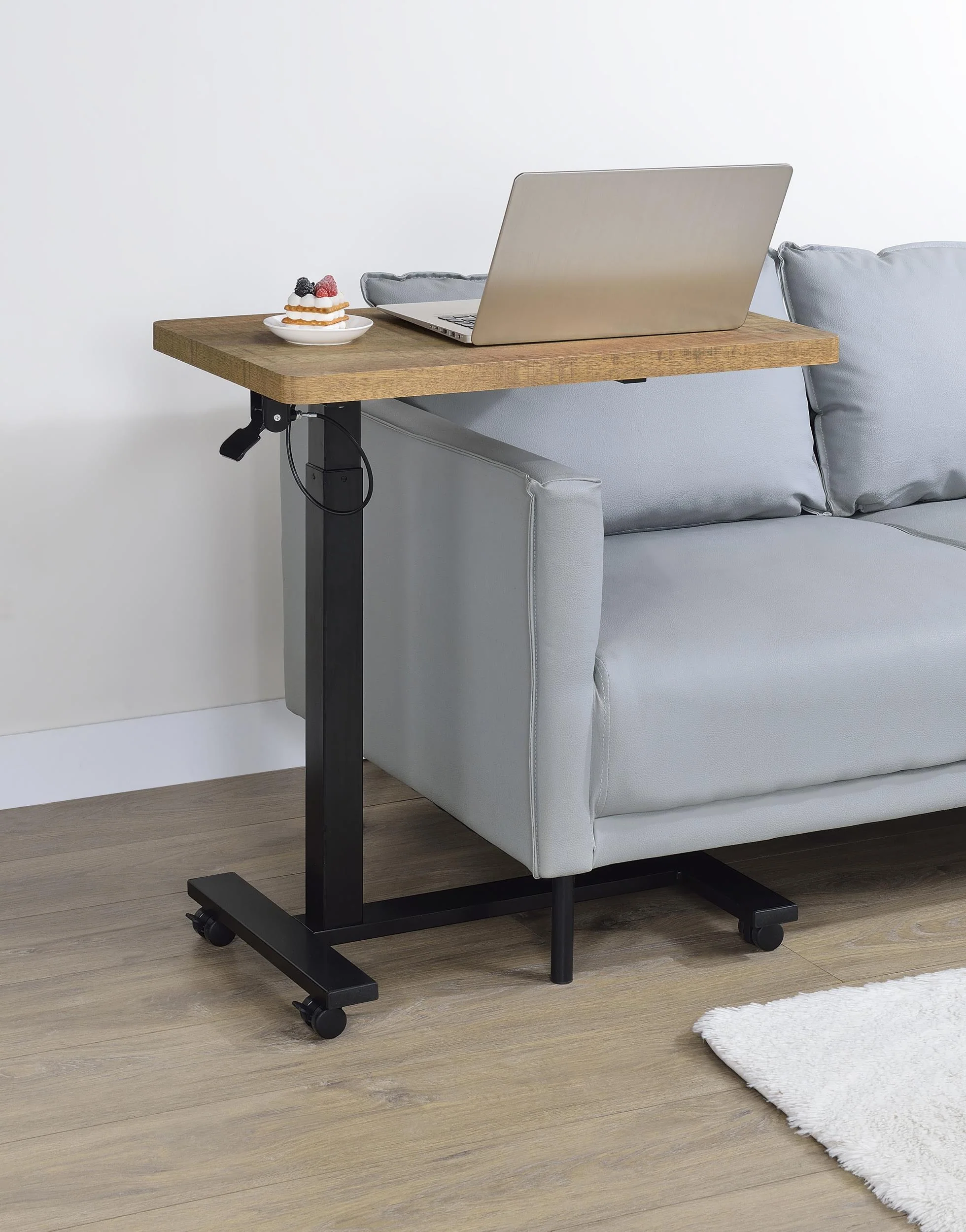 Westpark Pneumatic Adjustable C-Shape Side Table with Casters Mango - Image 2