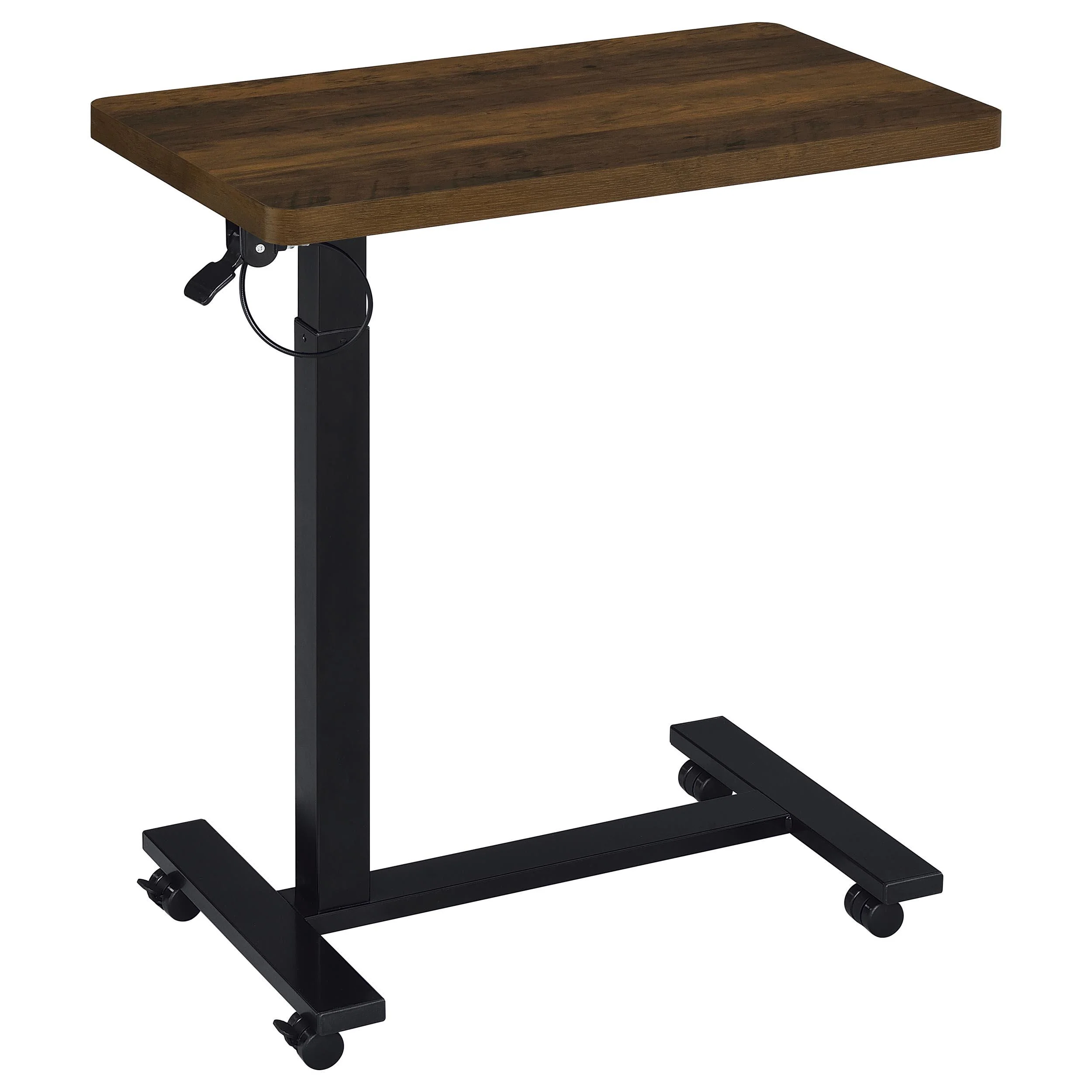 Westpark Pneumatic Adjustable C-Shape Side Table with Casters Dark Pine - Image 3