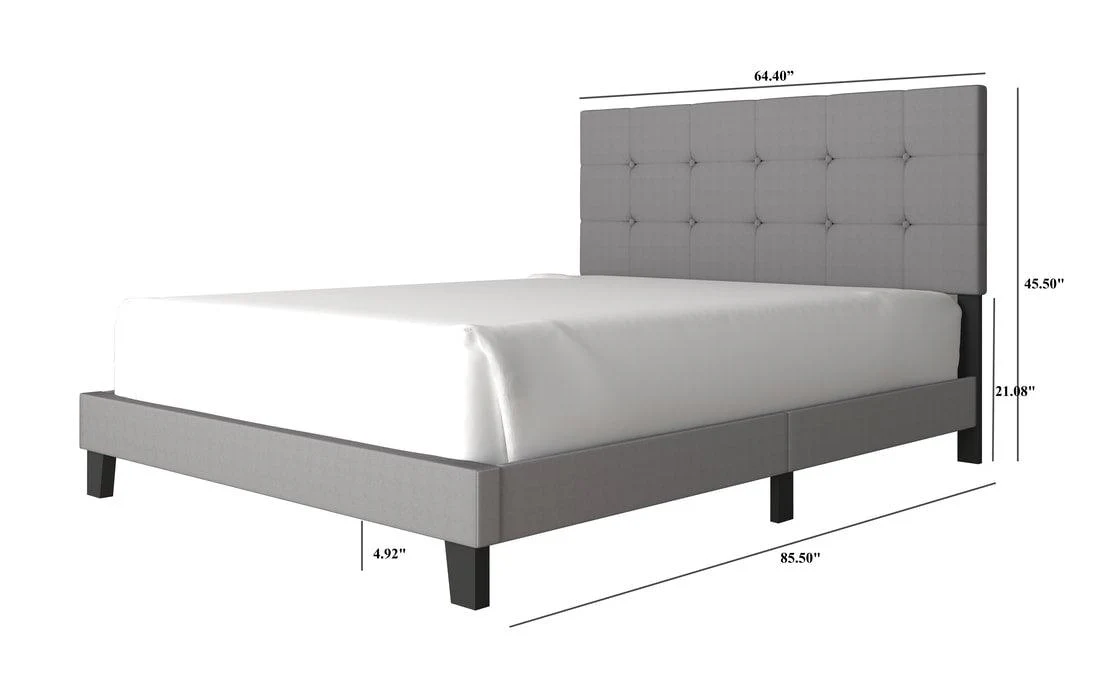 Nini Gray Upholstered Platform Full Bed
