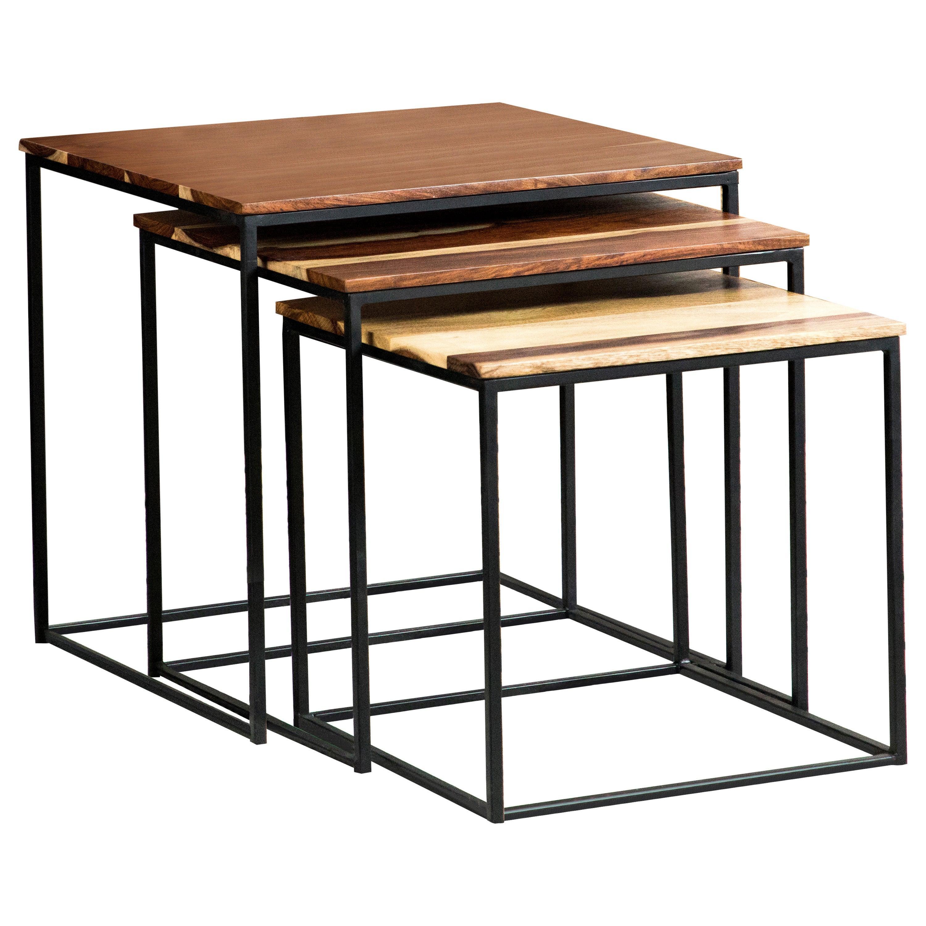 Belcourt 3-Piece Square Nesting Tables Natural Black - Image 2