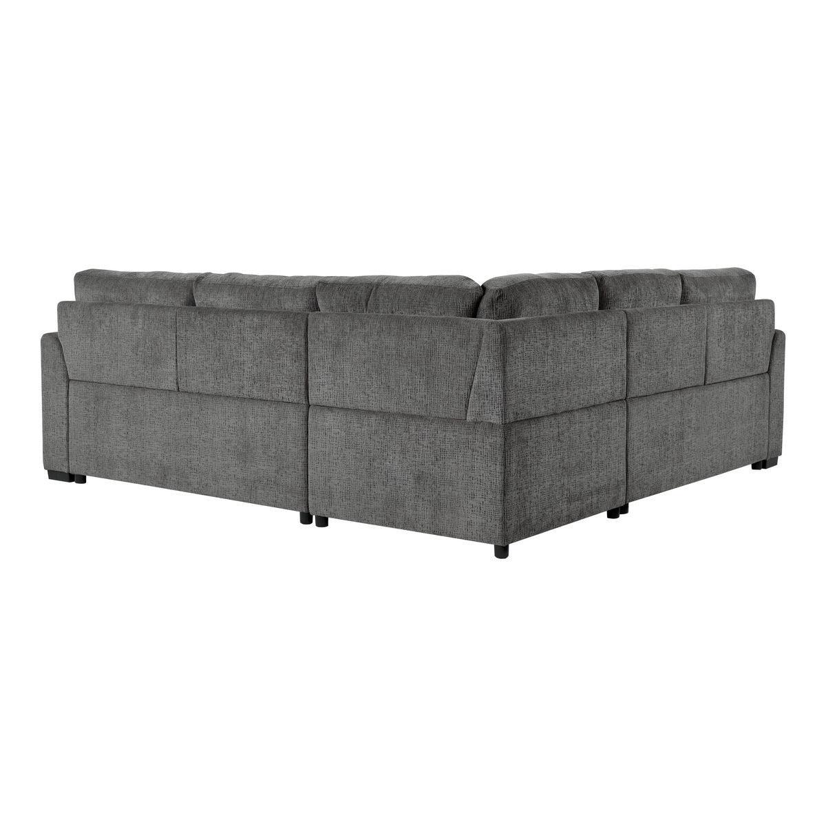 Lanning Gray Fabric 3-Piece Sectional With Pull out Bed Pull out Ottoman - Image 3