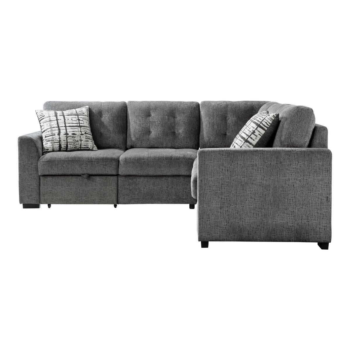 Lanning Gray Fabric 3-Piece Sectional With Pull out Bed Pull out Ottoman - Image 2
