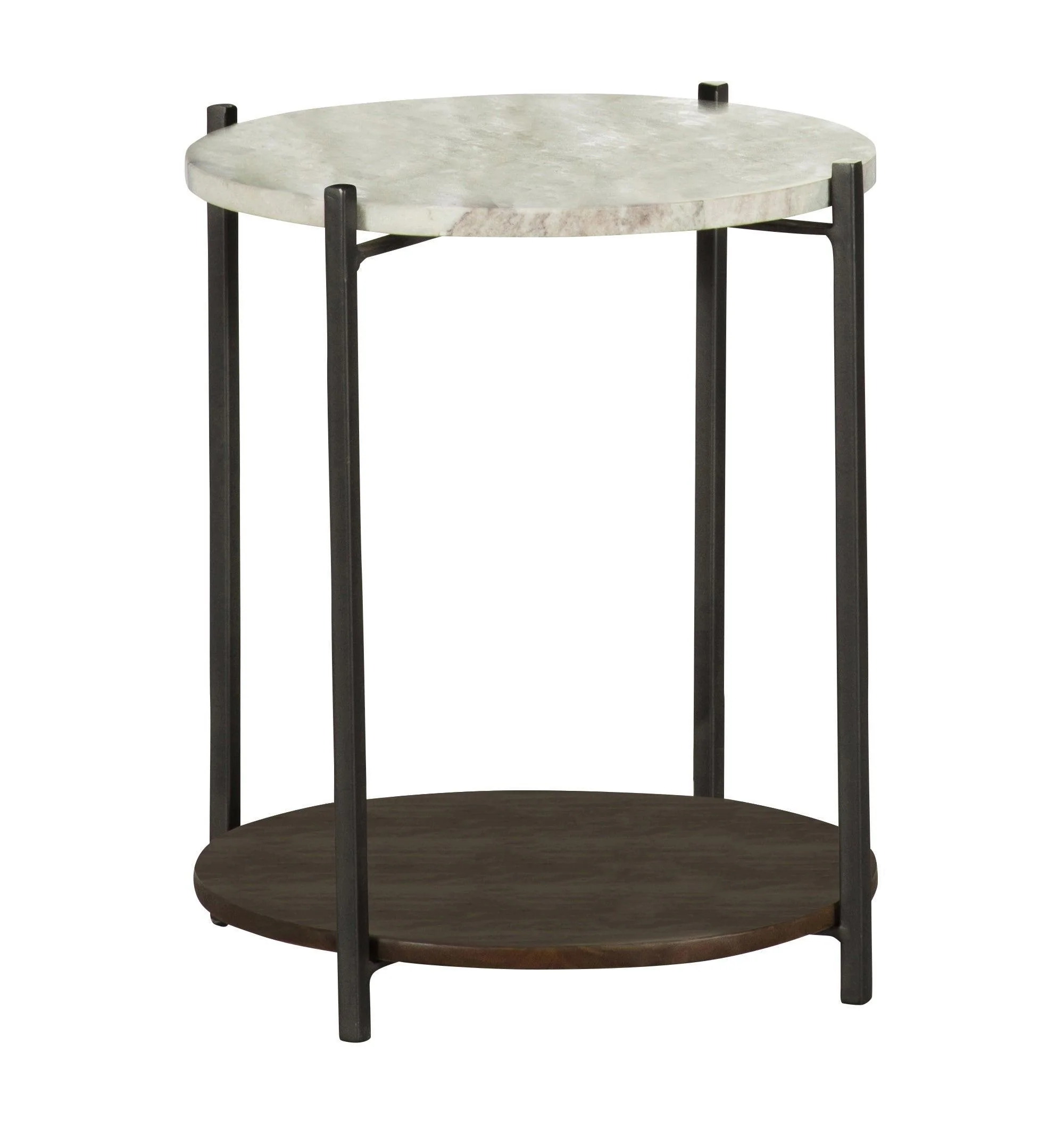 Noemie Round Accent Table With Marble Top White Gunmetal - Image 2