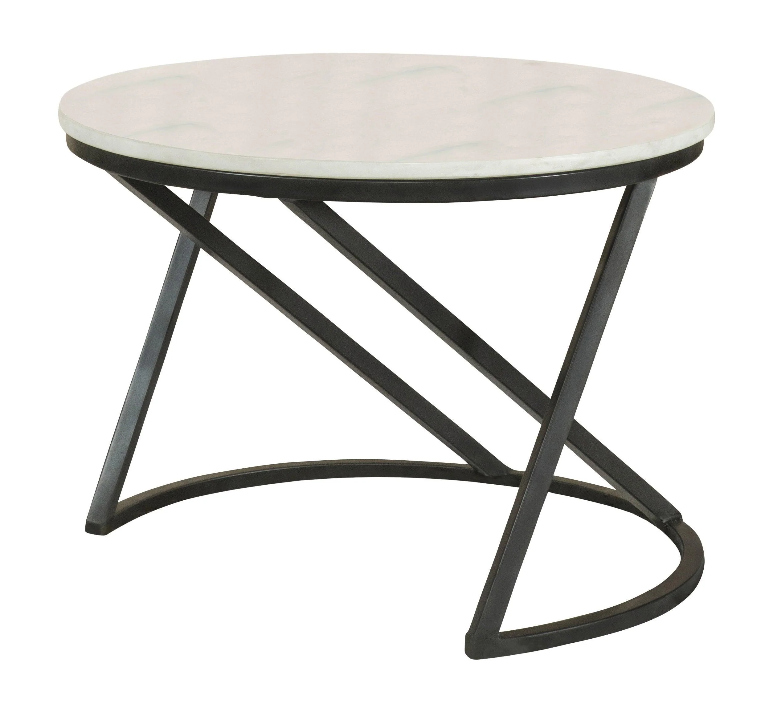 Miguel Round Accent Table With Marble Top White Black - Image 2