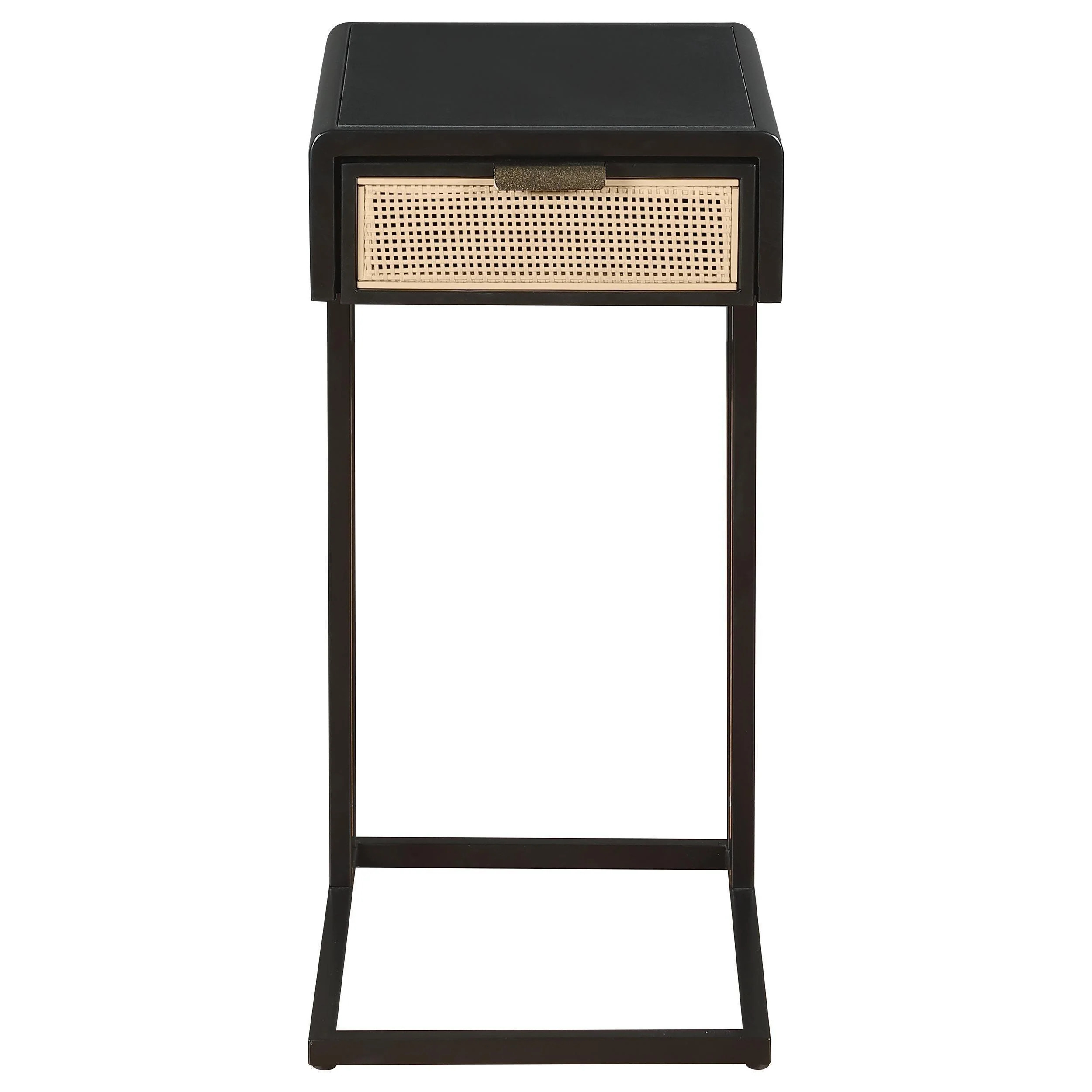Amherst 1-drawer Radio Weave Cane Metal Side Table Black - Image 3