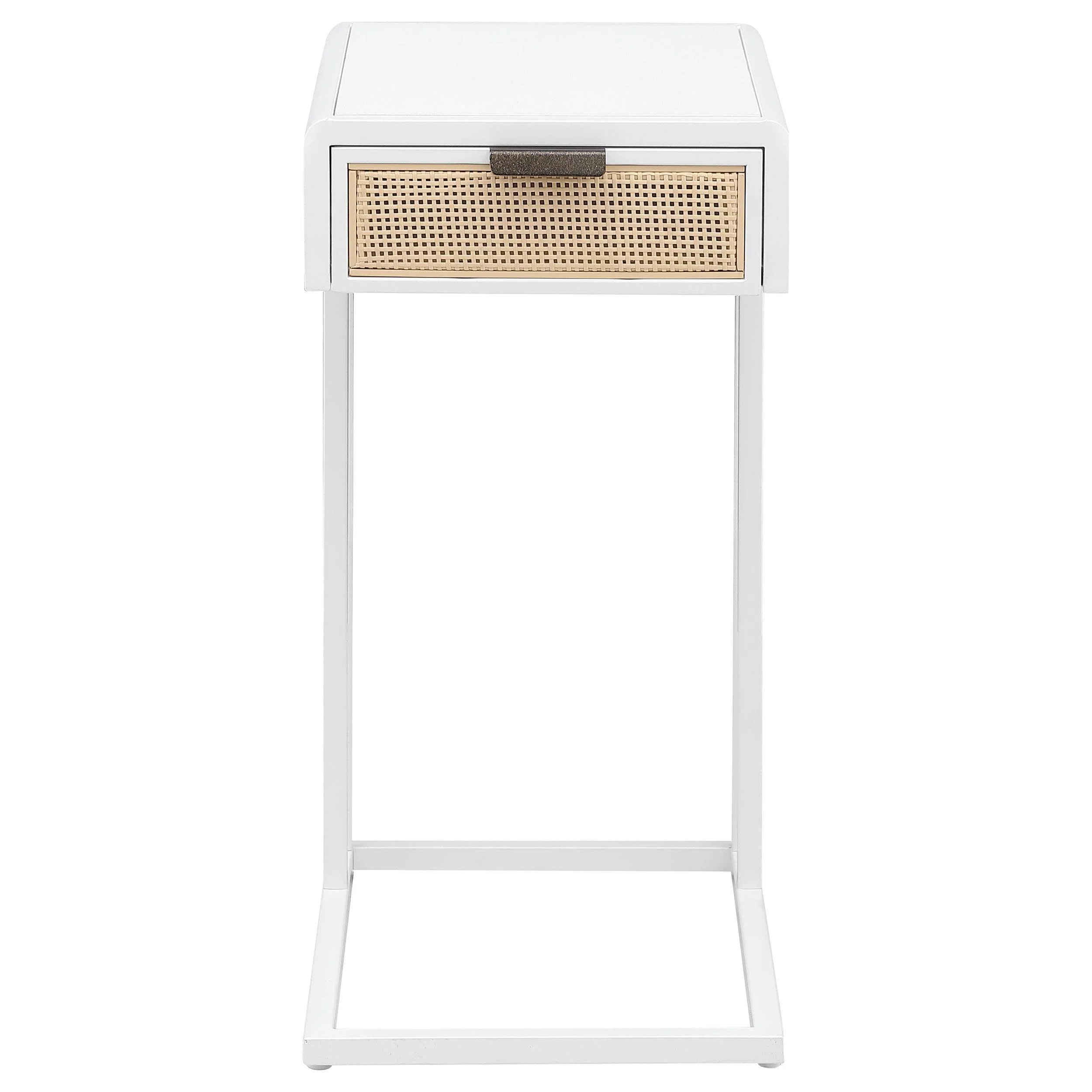 Amherst 1-drawer Radio Weave Cane Metal Side Table White - Image 3