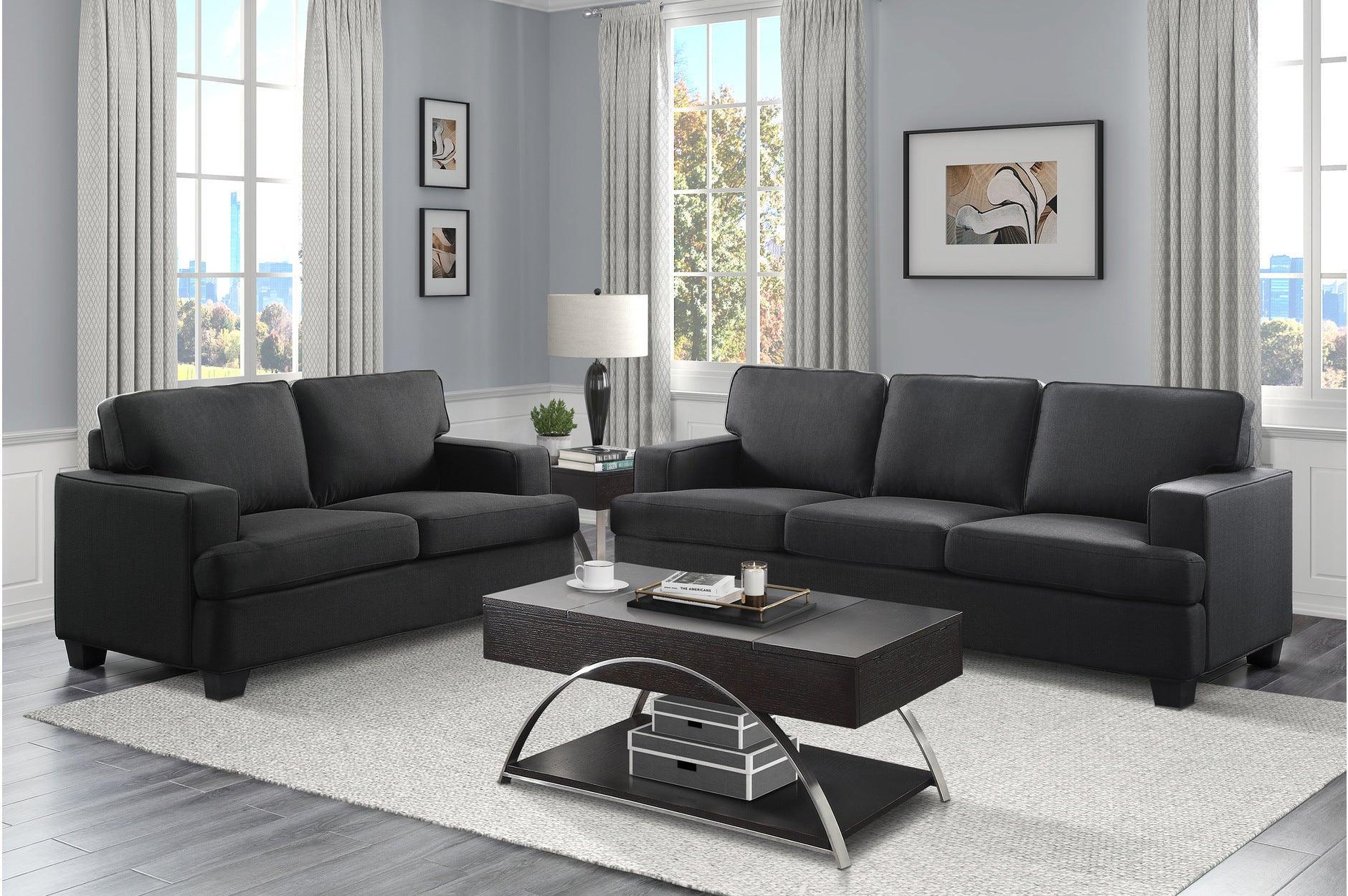 Elmont Black Fabric Living Room Set - Image 1