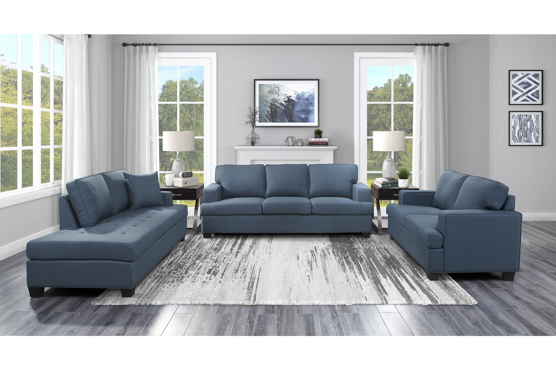 Elmont Blue Fabric Living Room Set - Image 2