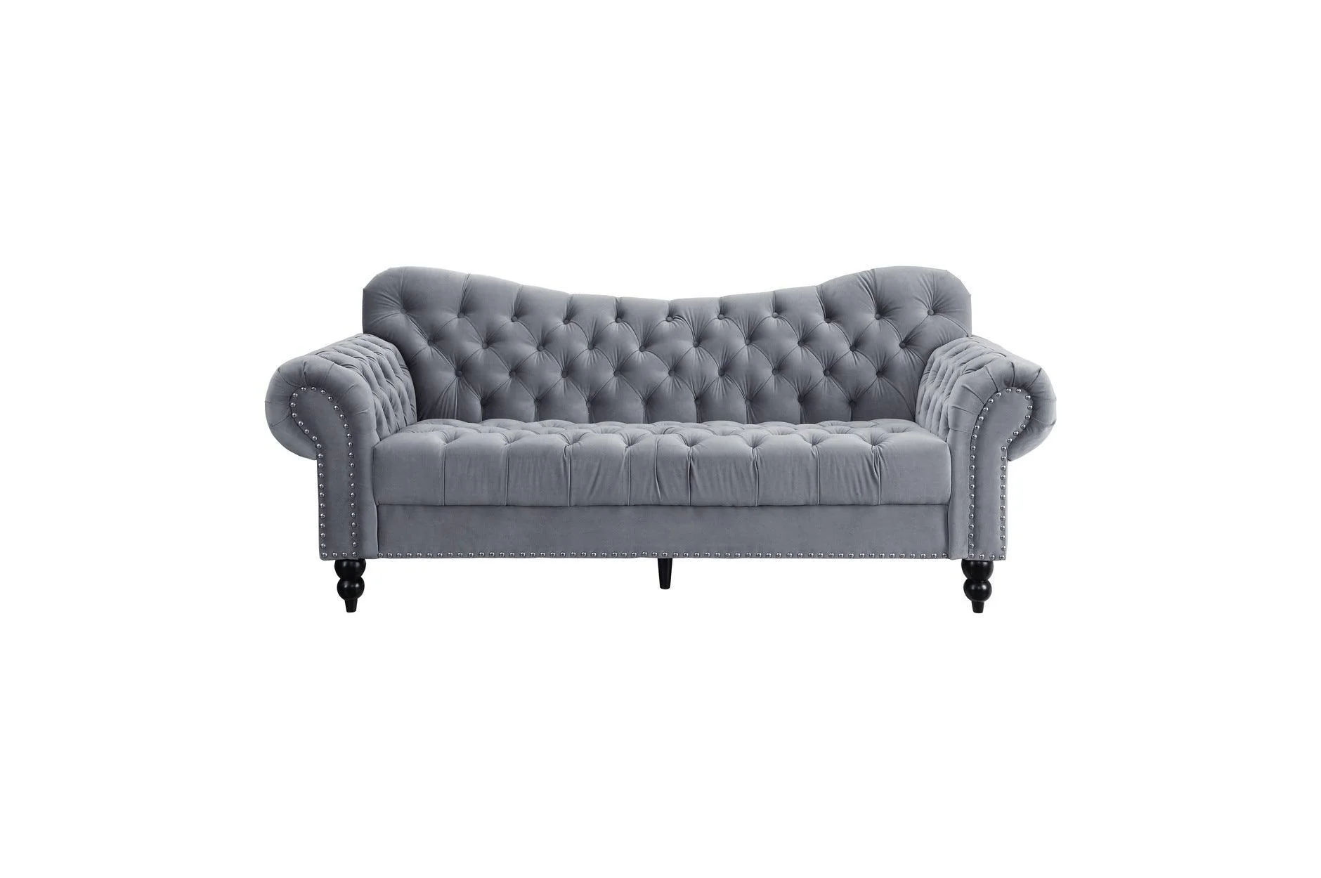 Rosalie Dark Gray Velvet Tufted Living Room Set - Image 3