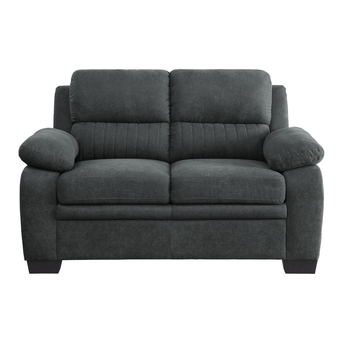 Holleman Dark Gray Fabric Loveseat - Image 1