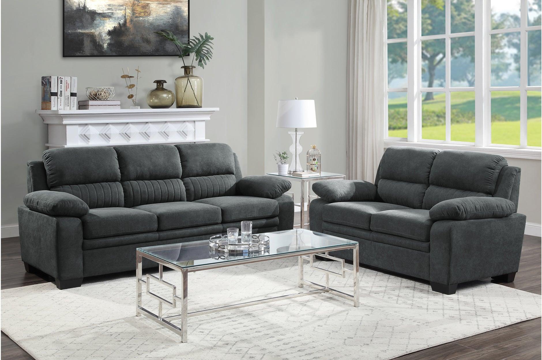 Holleman Dark Gray Fabric Living Room Set - Image 1