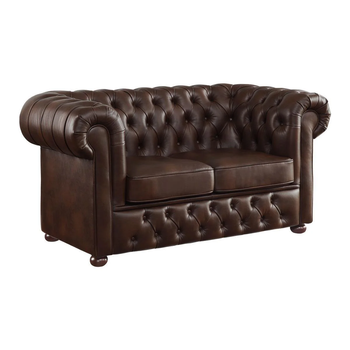 Tiverton Brown Faux Leather Tufted Loveseat - Image 2