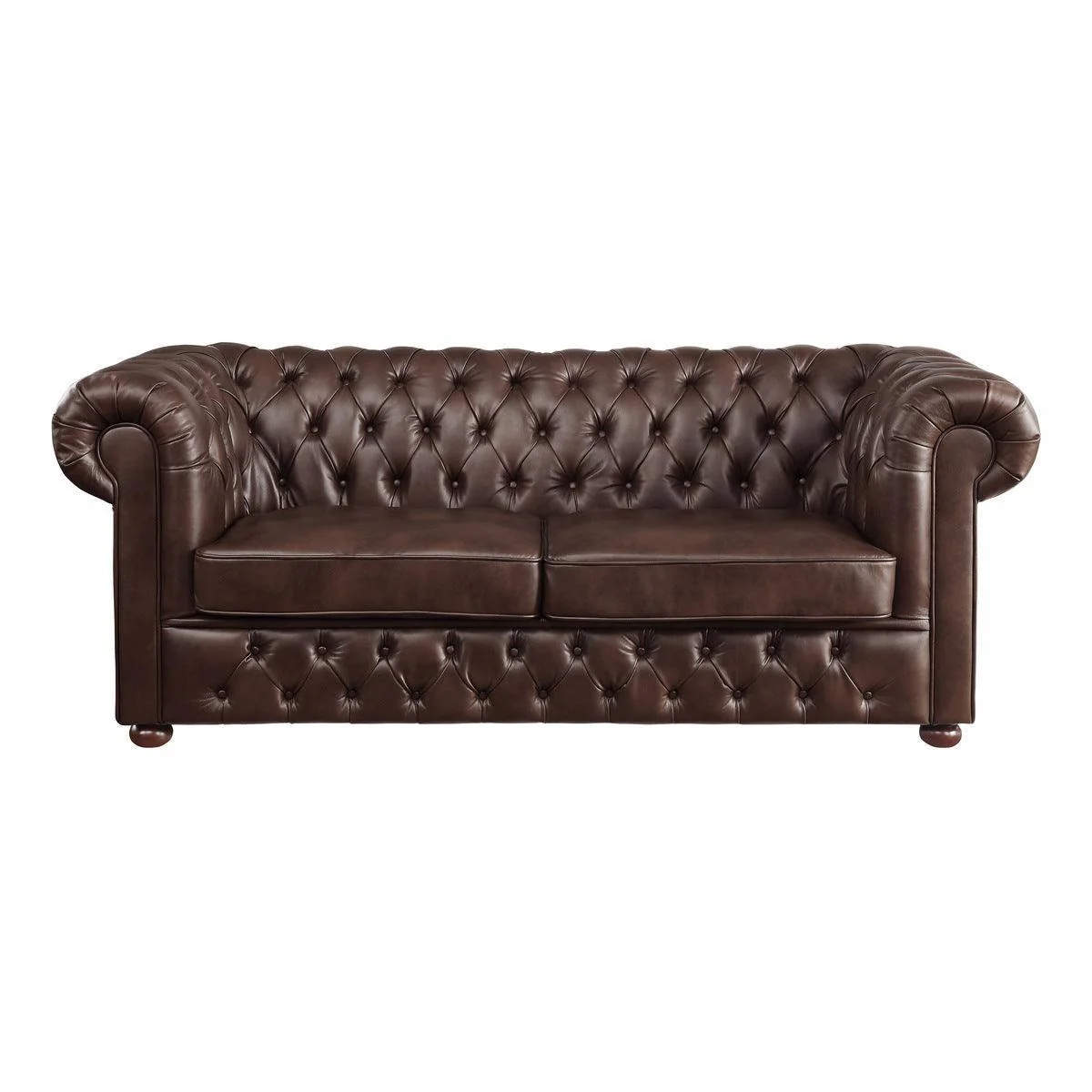 Tiverton Brown Faux Leather Tufted Sofa - Image 1
