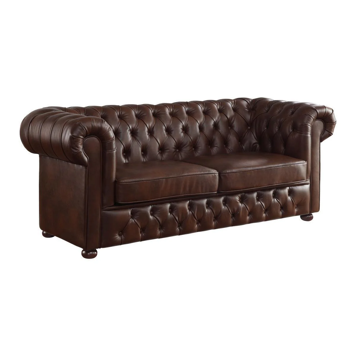 Tiverton Brown Faux Leather Tufted Sofa - Image 2