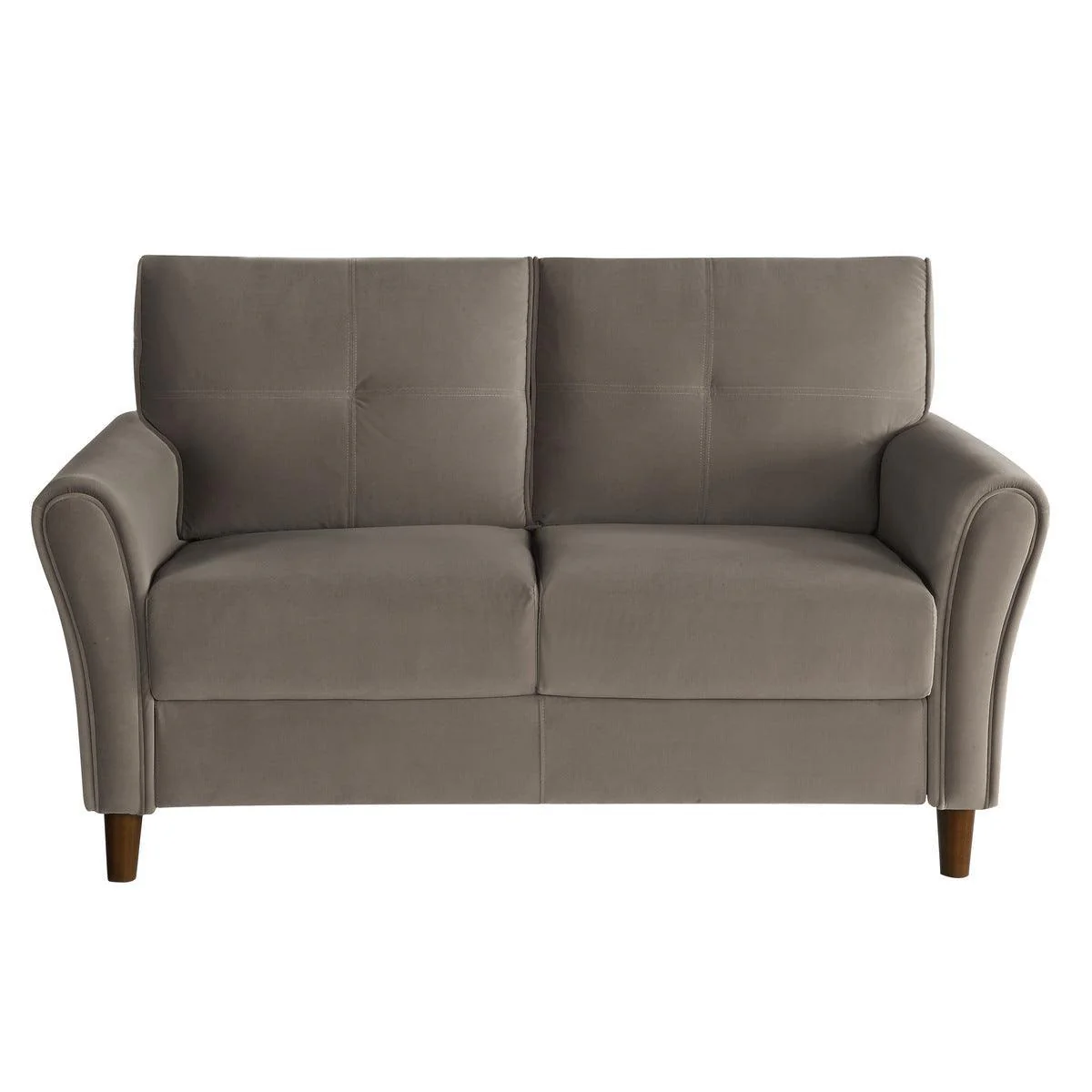 Dunleith Brown Velvet Fabric Tufted Loveseat - Image 1