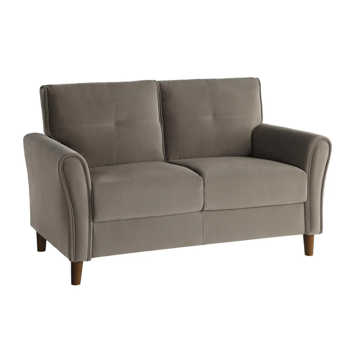 Dunleith Brown Velvet Fabric Tufted Loveseat - Image 2