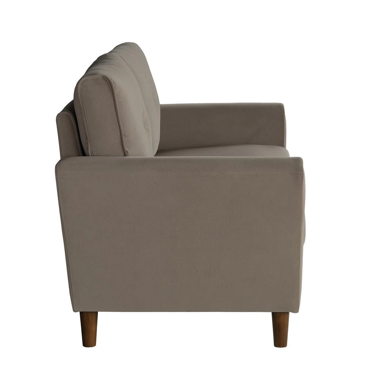 Dunleith Brown Velvet Fabric Tufted Loveseat - Image 3