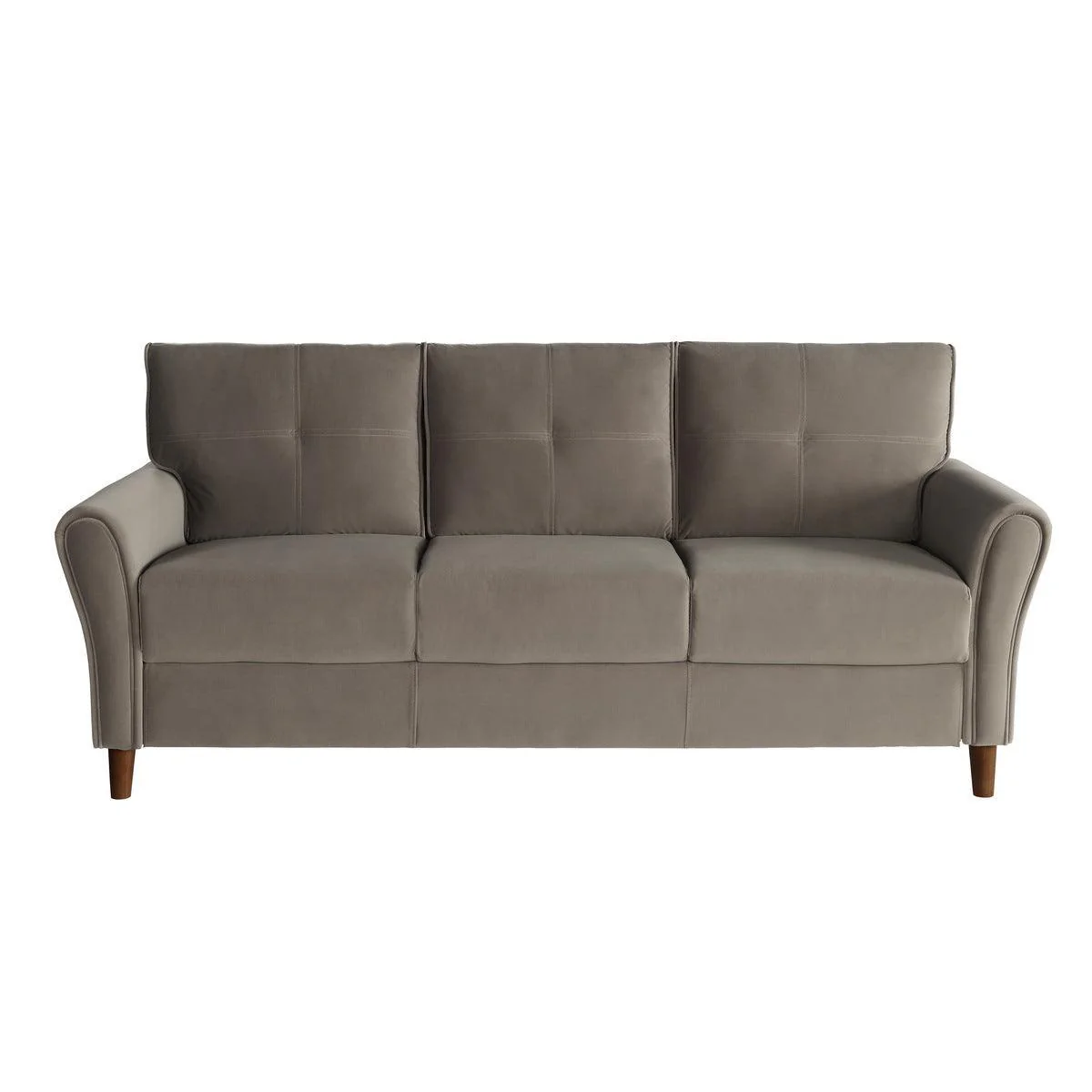 Dunleith Brown Velvet Fabric Tufted Sofa - Image 1