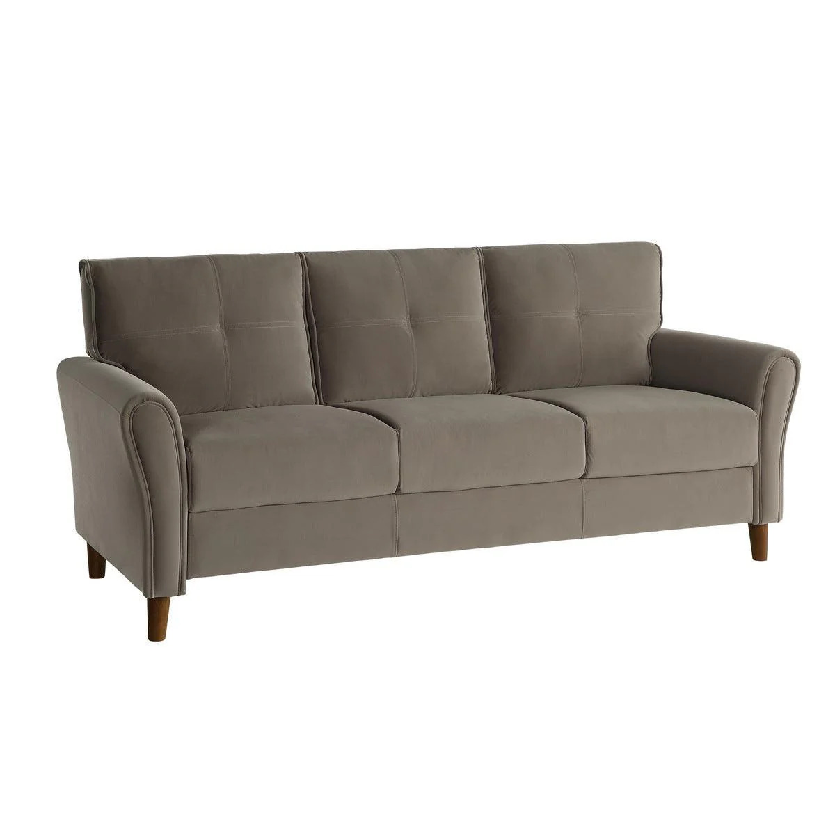 Dunleith Brown Velvet Fabric Tufted Sofa - Image 2
