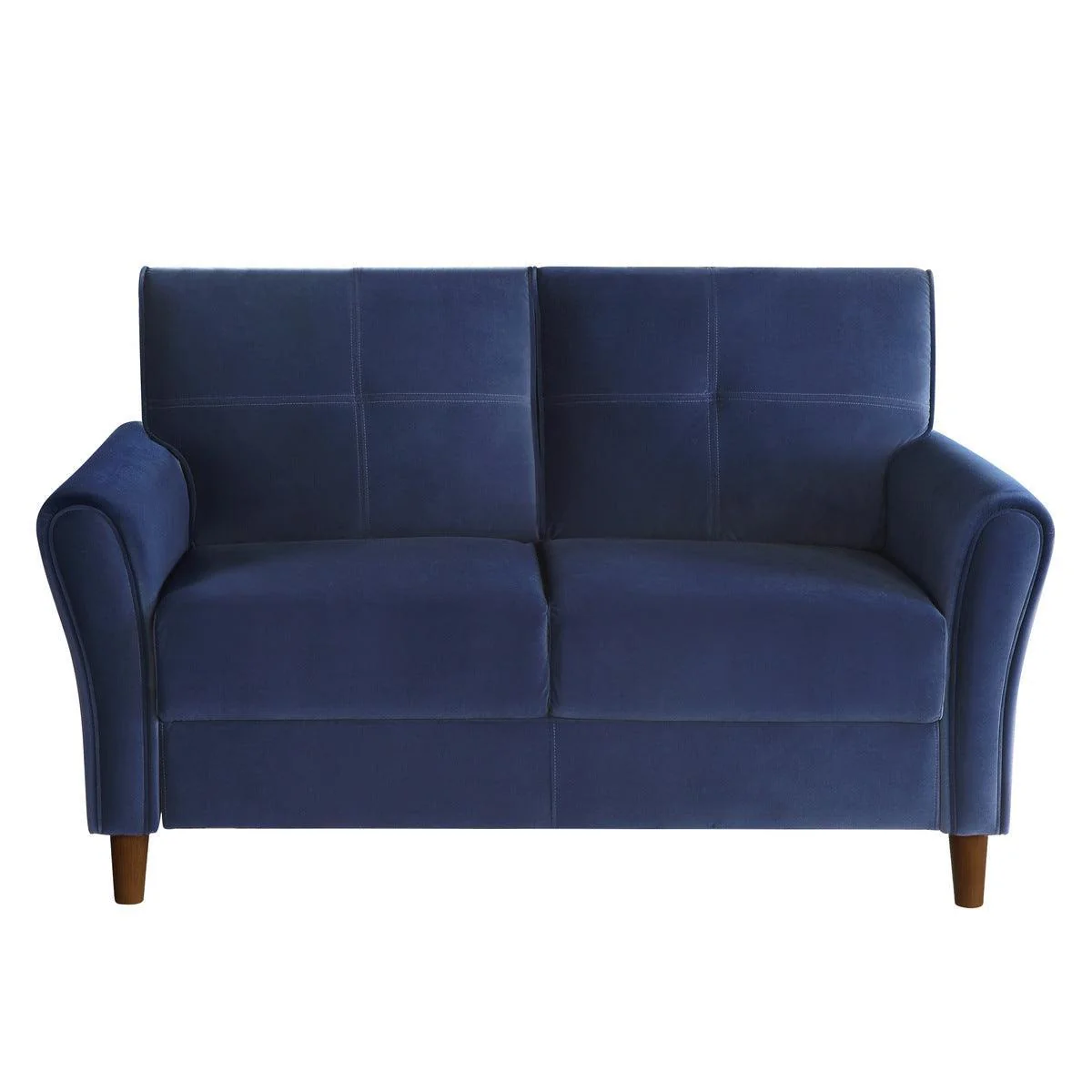 Dunleith Blue Velvet Fabric Tufted Loveseat - Image 1