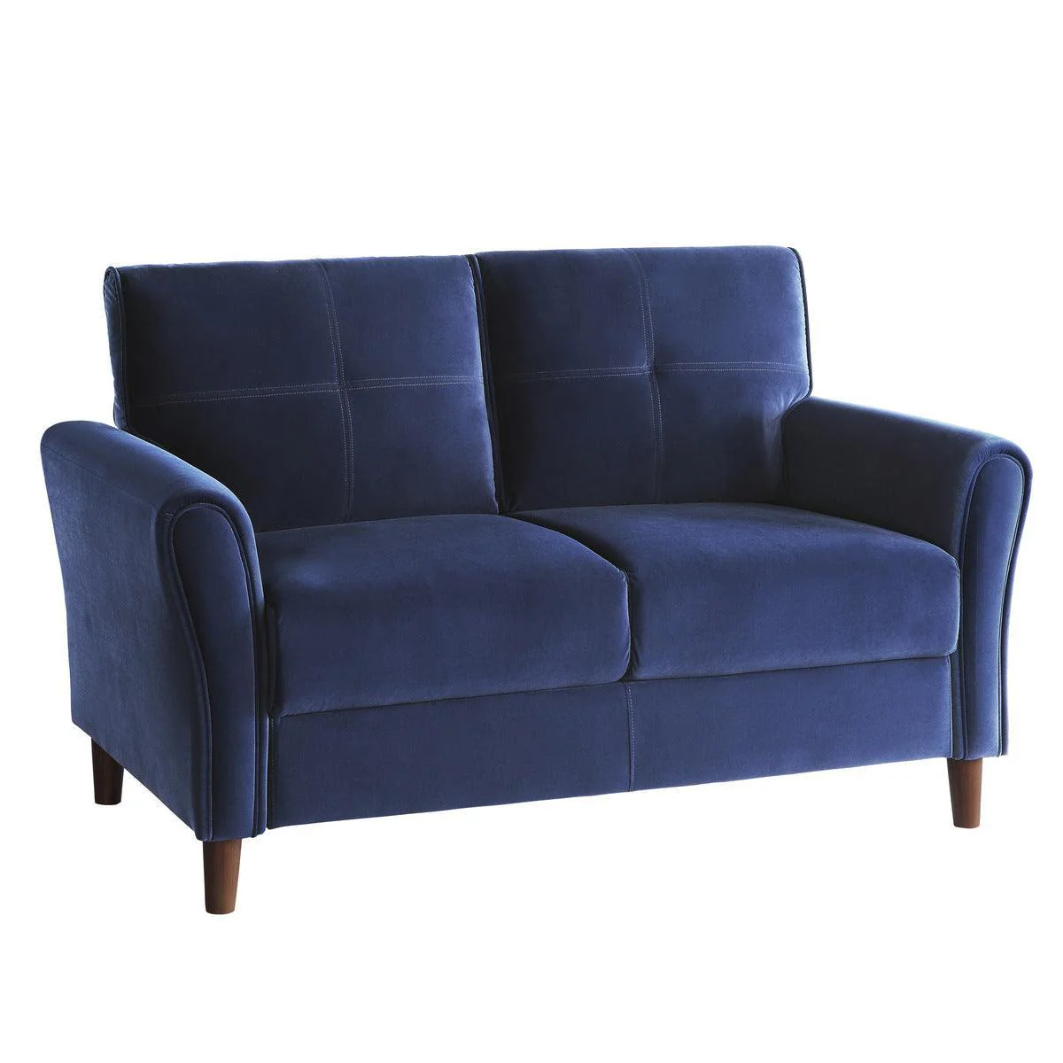 Dunleith Blue Velvet Fabric Tufted Loveseat - Image 2