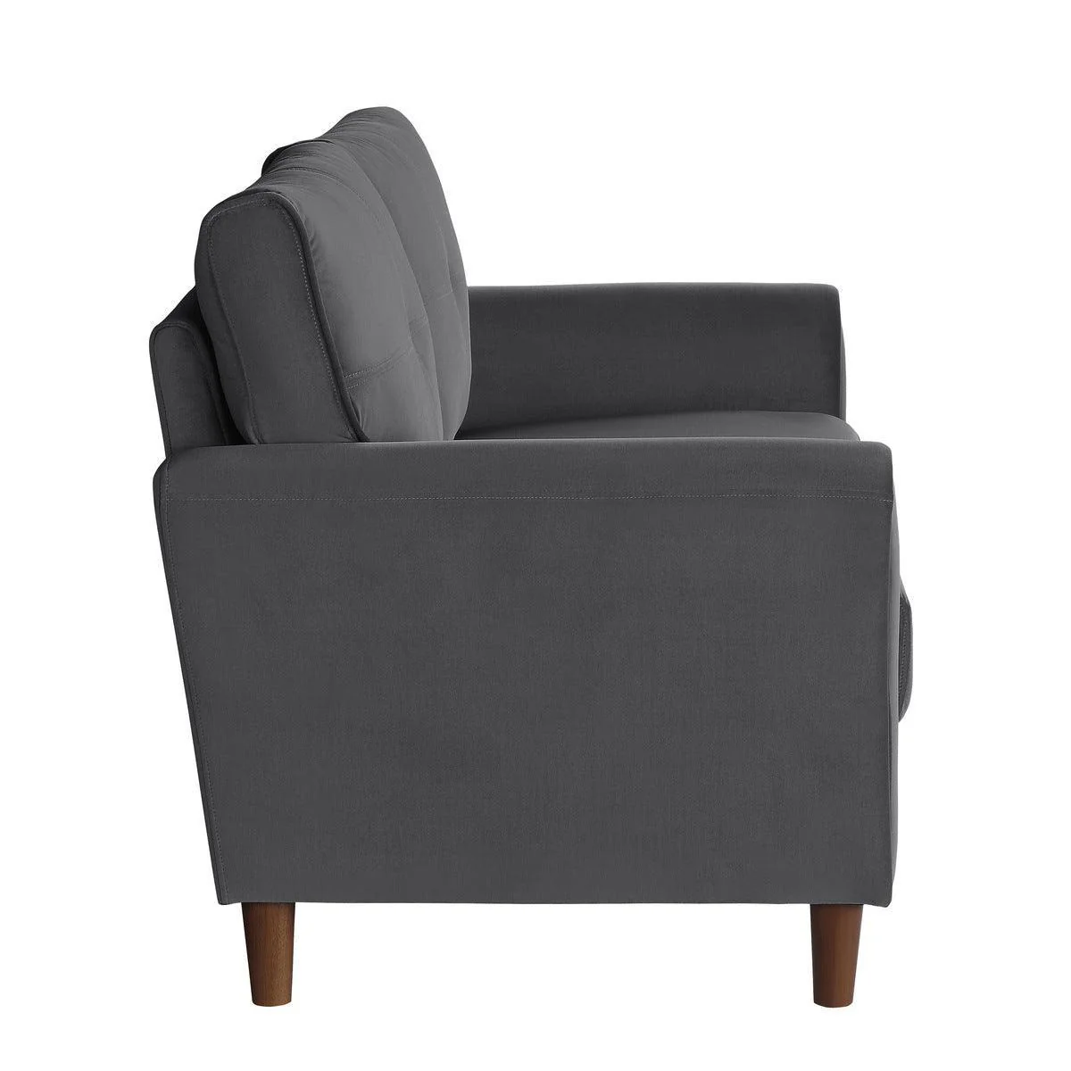 Dunleith Gray Velvet Fabric Tufted Loveseat - Image 3