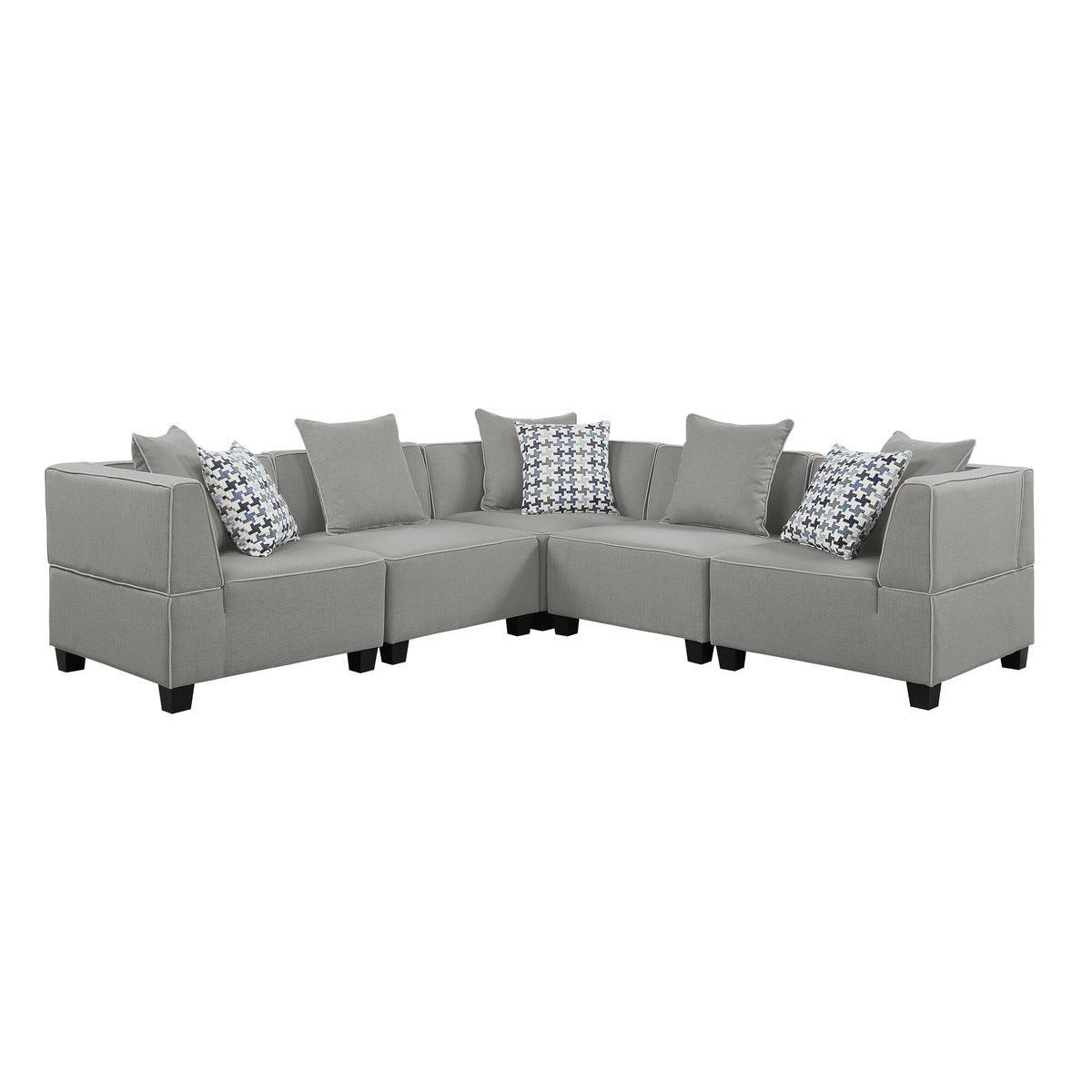 Jayne Gray Fabric 5-Piece Modular Sectional - Image 1