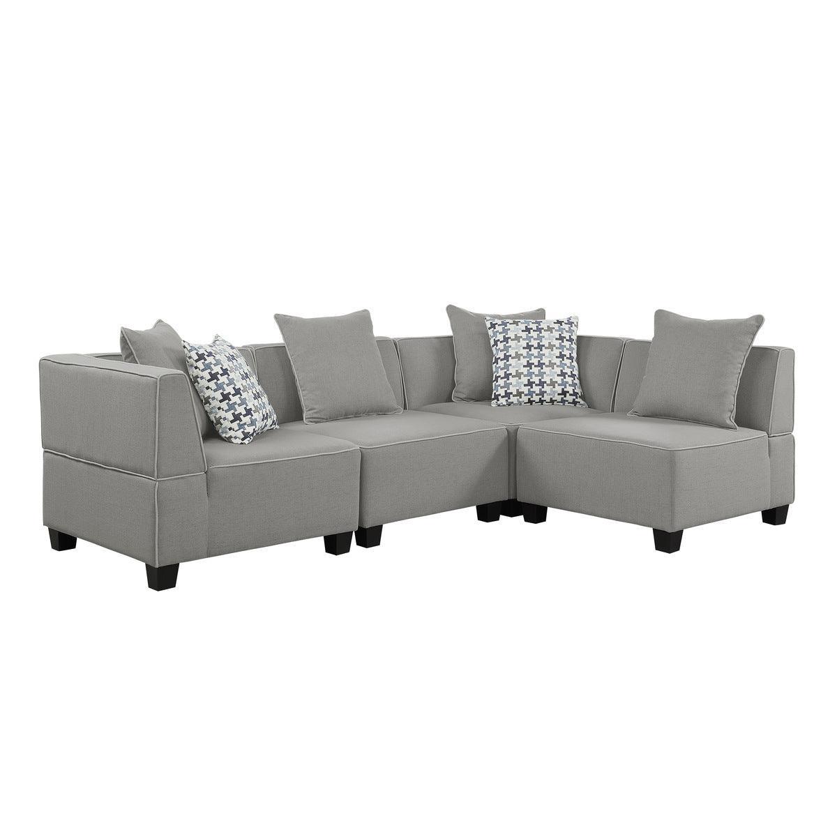 Jayne Gray Fabric 4-Piece Modular Sectional - Image 1