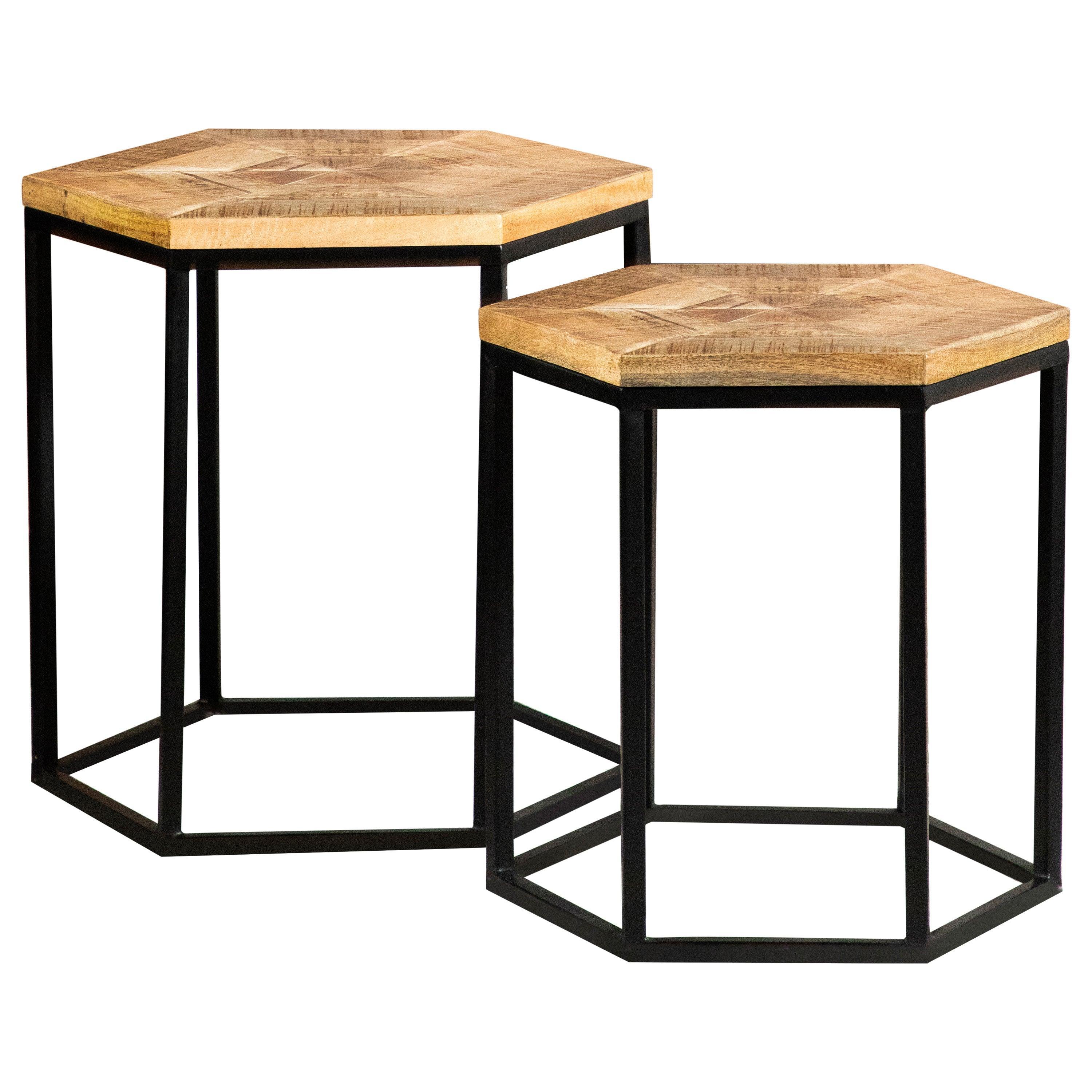 Adger 2-Piece Hexagon Nesting Tables Natural Black - Image 2