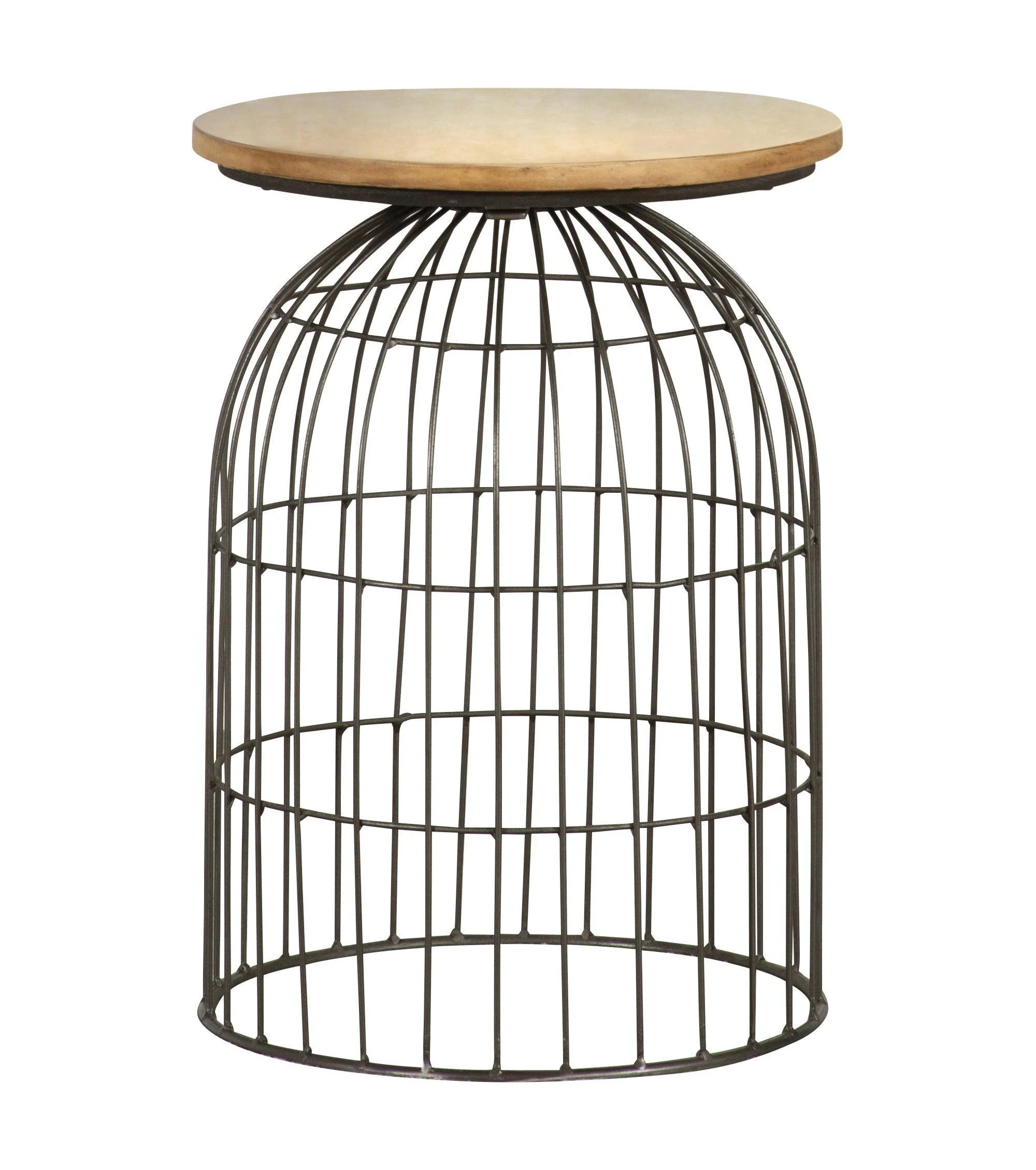 Bernardo Round Accent Table With Bird Cage Base Natural Gunmetal - Image 2