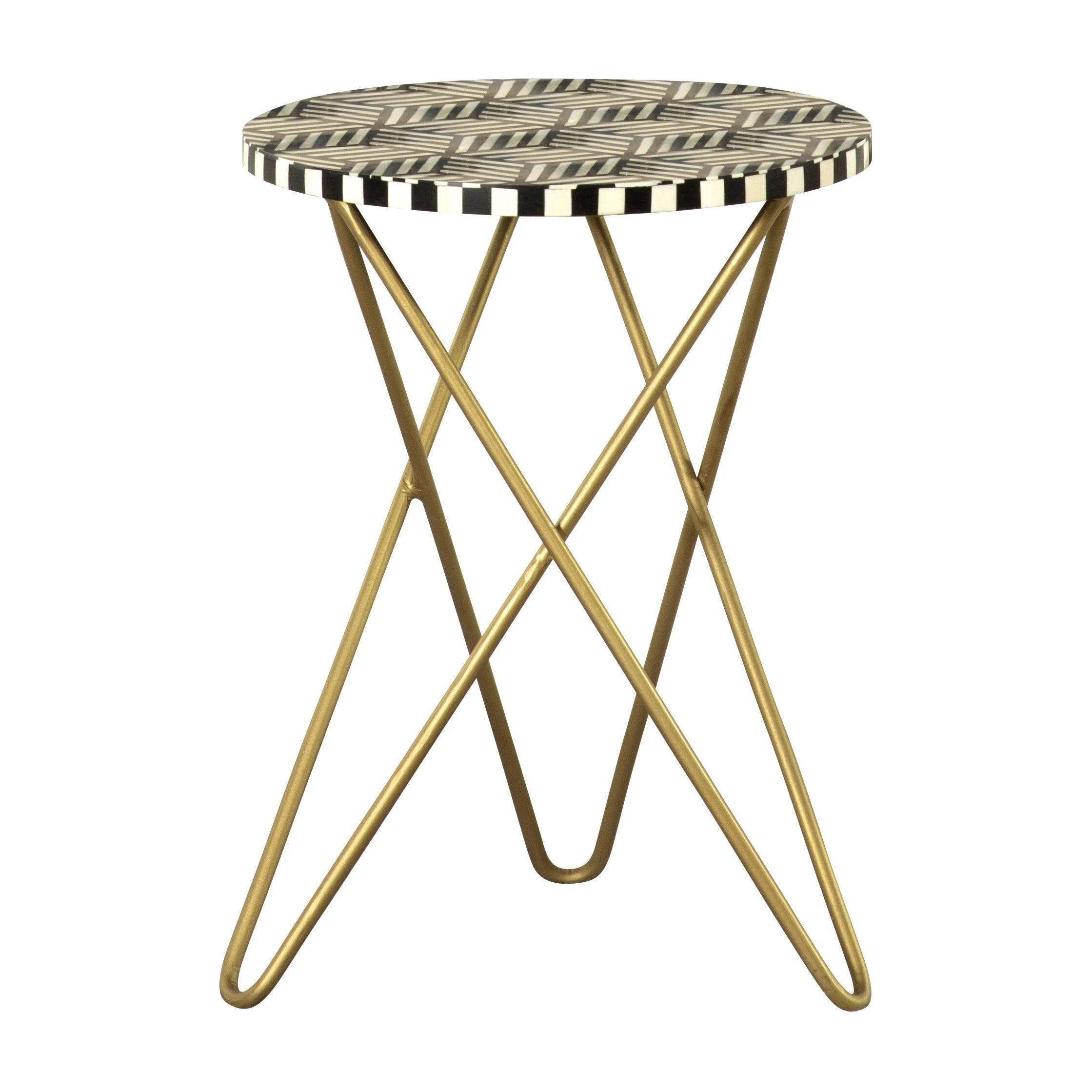Xenia Round Accent Table With Hairpin Legs Black White - Image 2