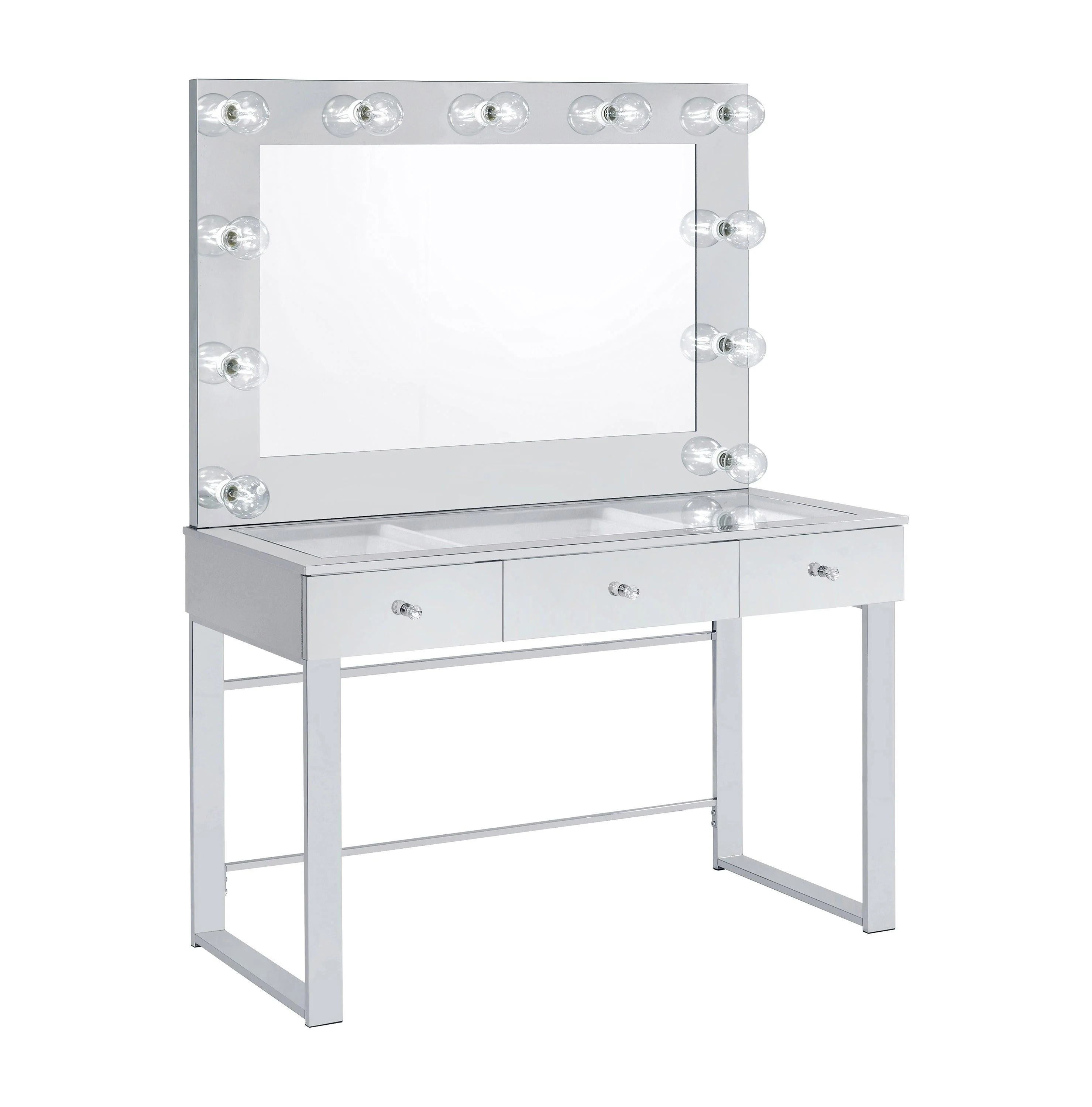 Umbridge 3 Drawer Vanity With Lighting Chrome White - Image 3