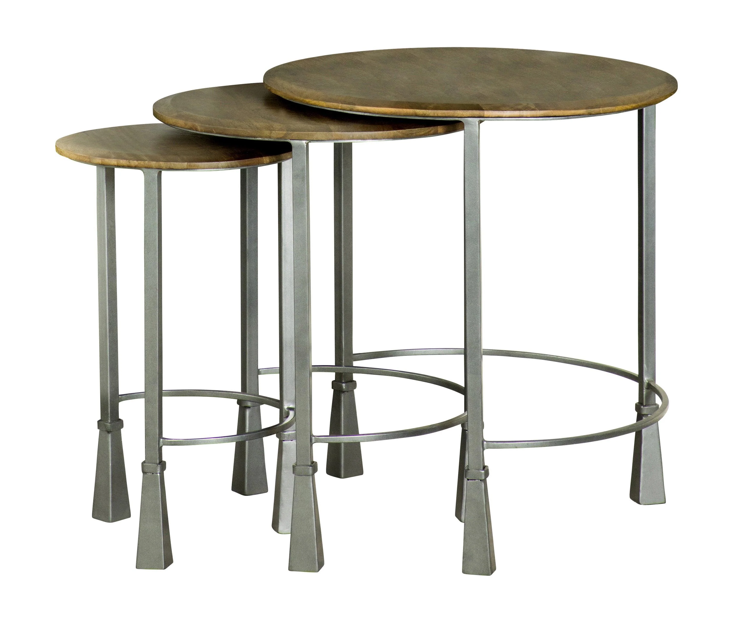Deja 3-Piece Round Nesting Table Natural Gunmetal - Image 2