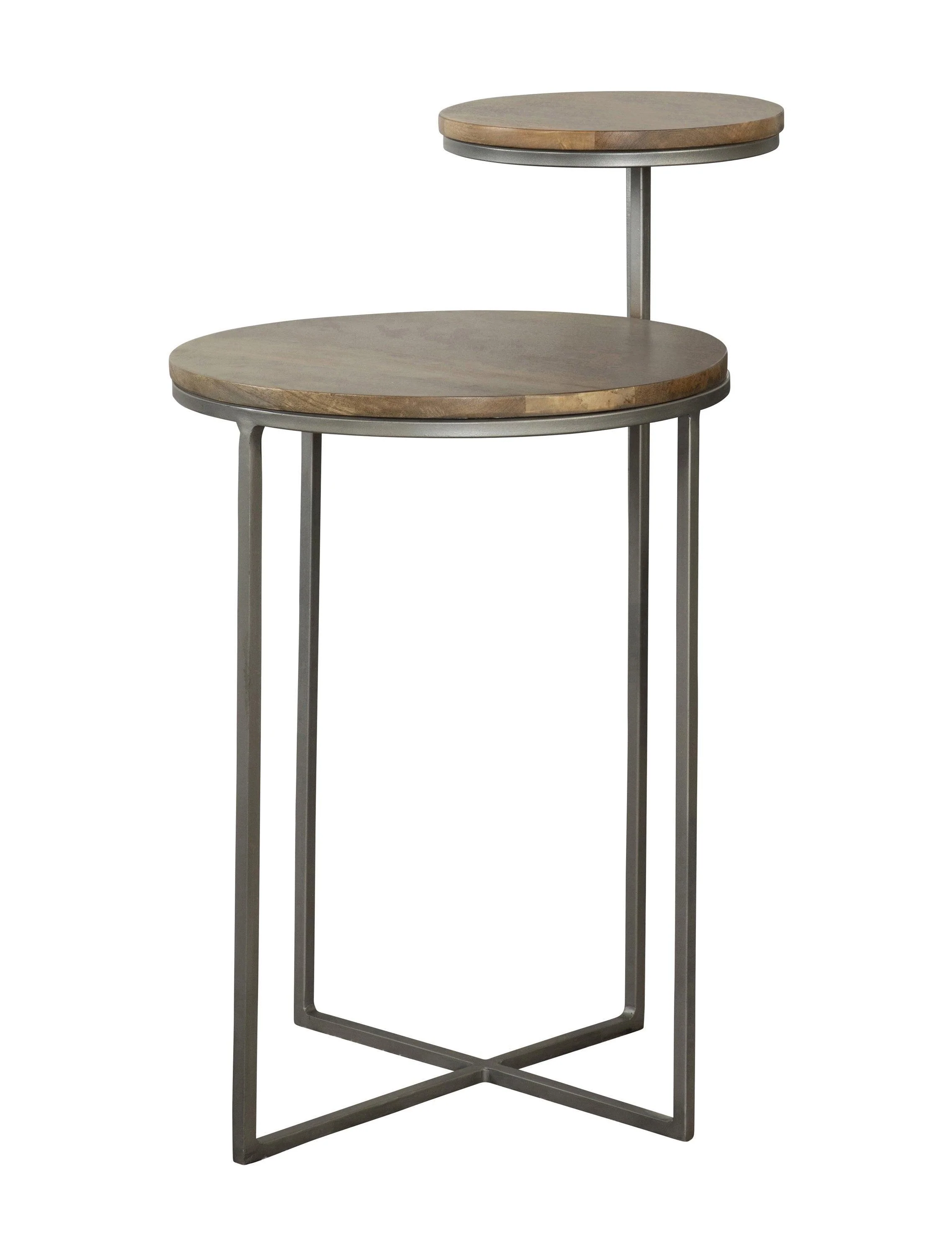 Yael Round Accent Table Natural Gunmetal - Image 2