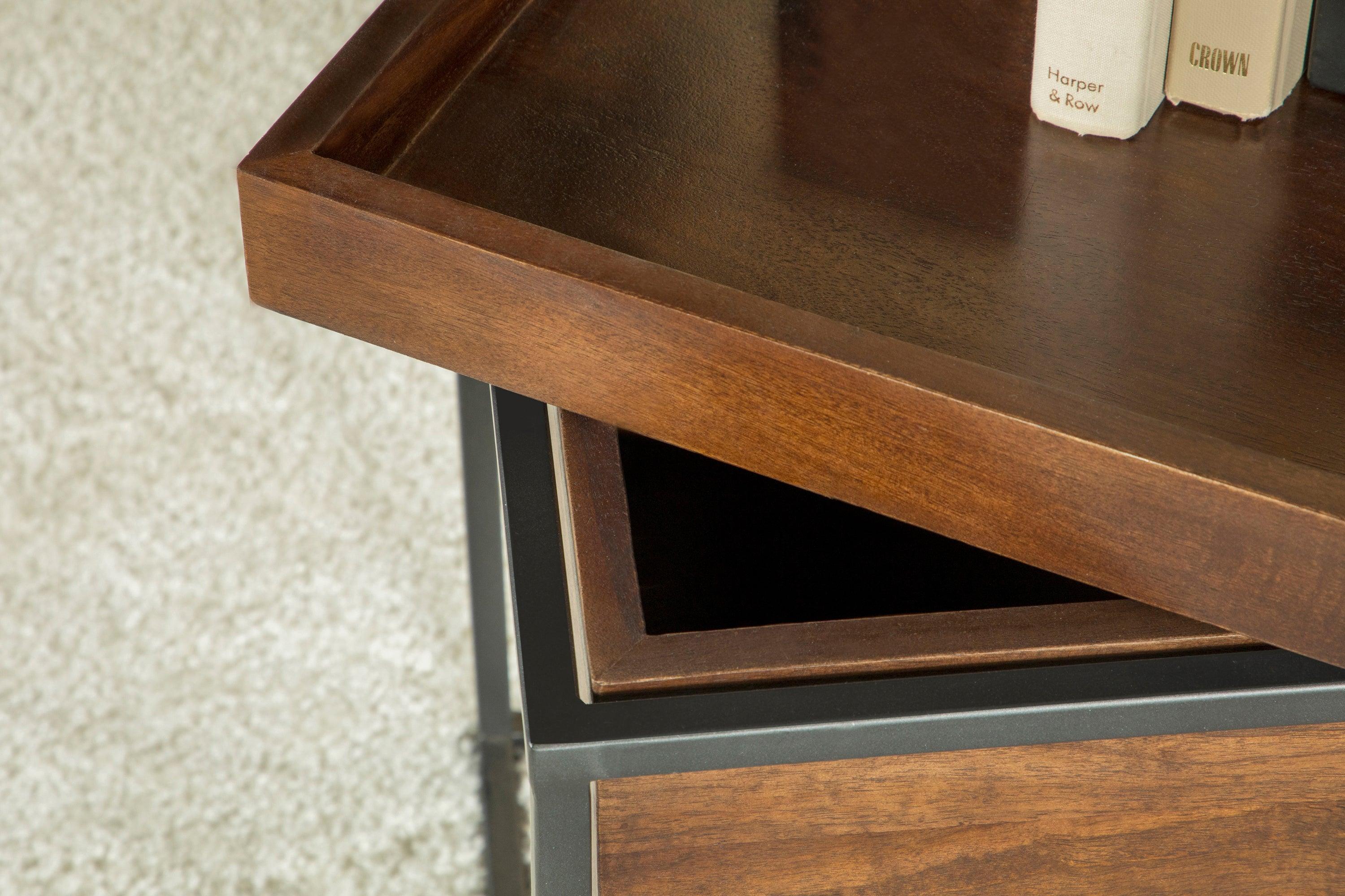 Ondrej Square Accent Table With Removable Top Tray Dark Brown Gunmetal - Image 3