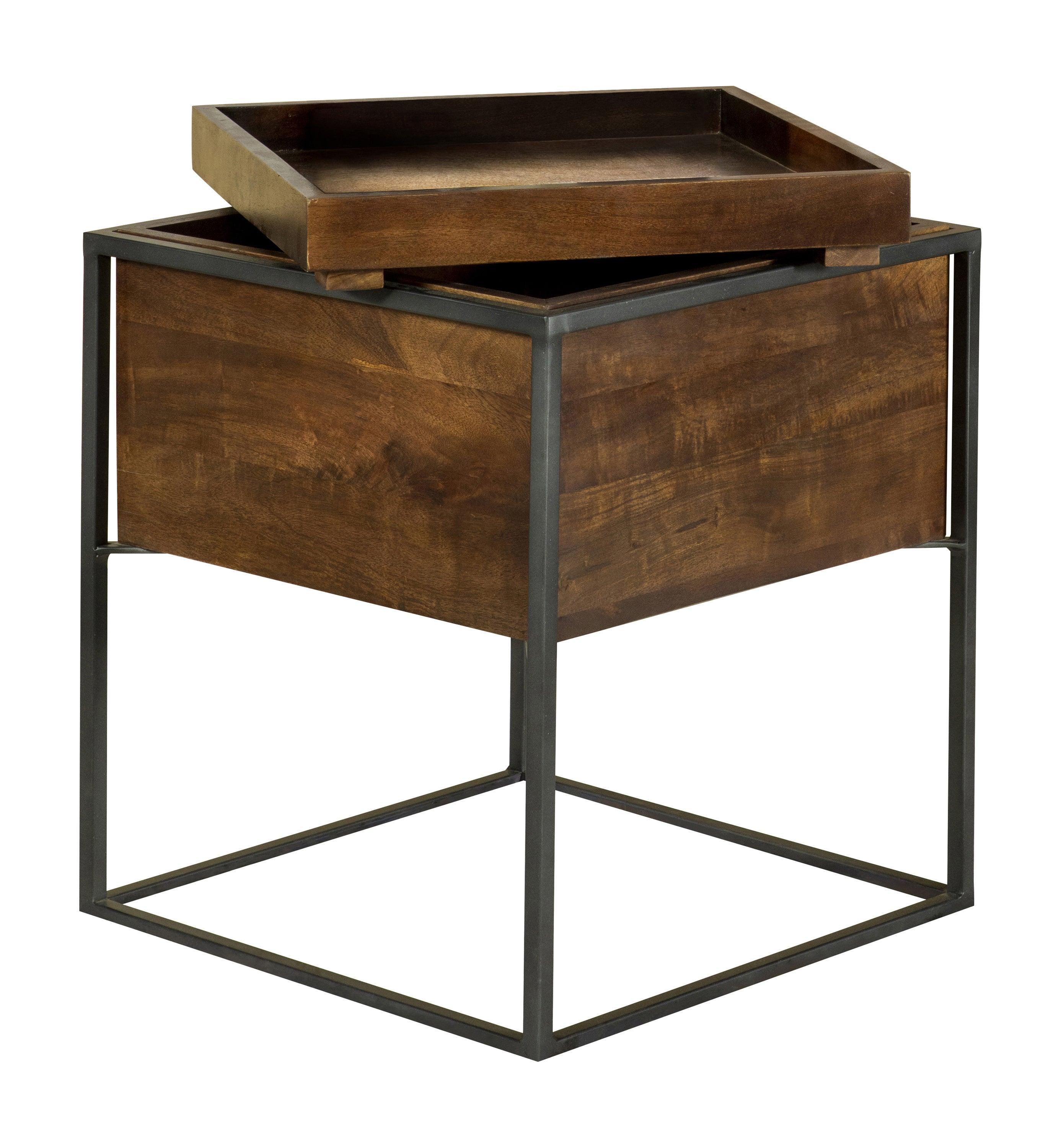 Ondrej Square Accent Table With Removable Top Tray Dark Brown Gunmetal - Image 2
