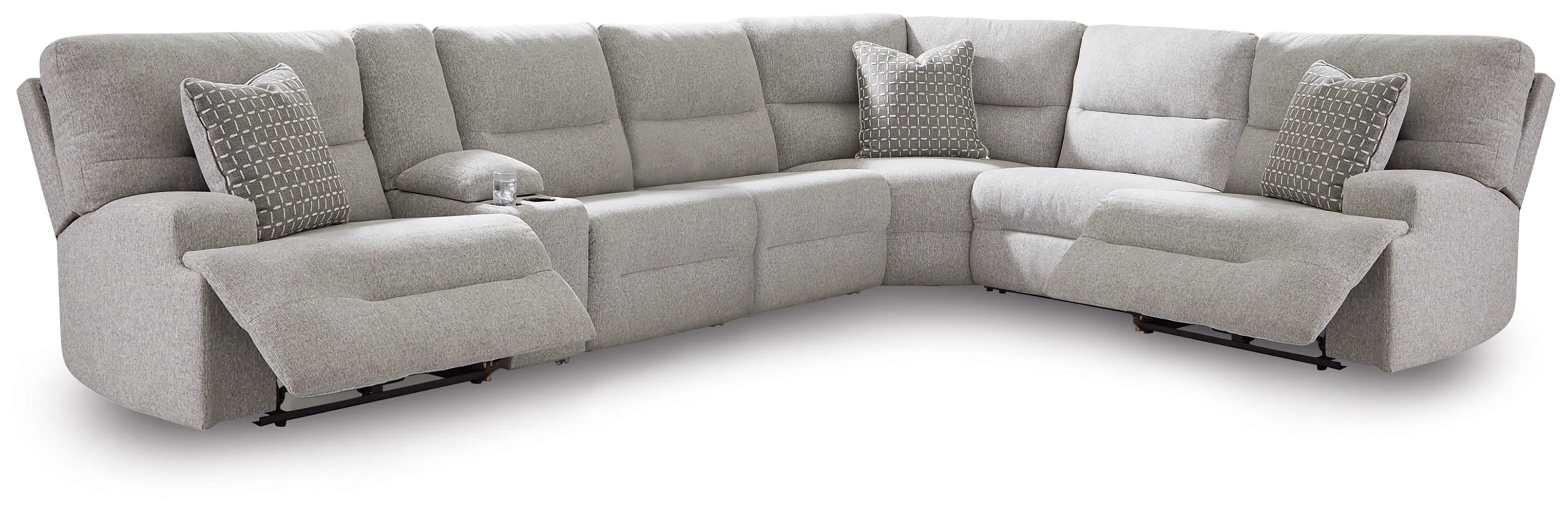 Acklen Place Pewter 7-Piece Power Sectional Reclining Sofa with Storage Console - Image 2