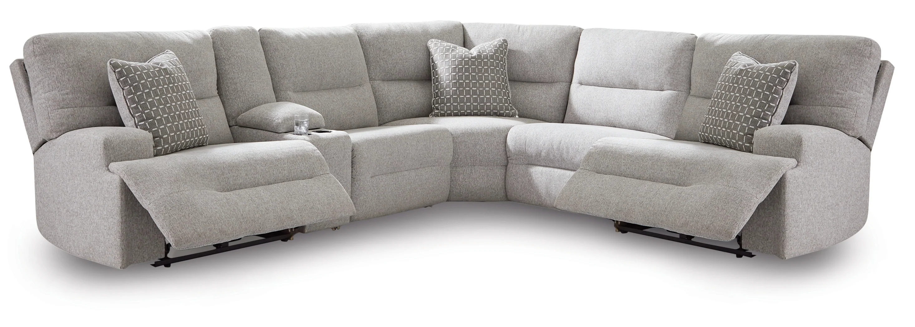 Acklen Place Pewter Performance Fabric,Next-Gen Nuvella™ 6-Piece Power Reclining Sectional - Image 2