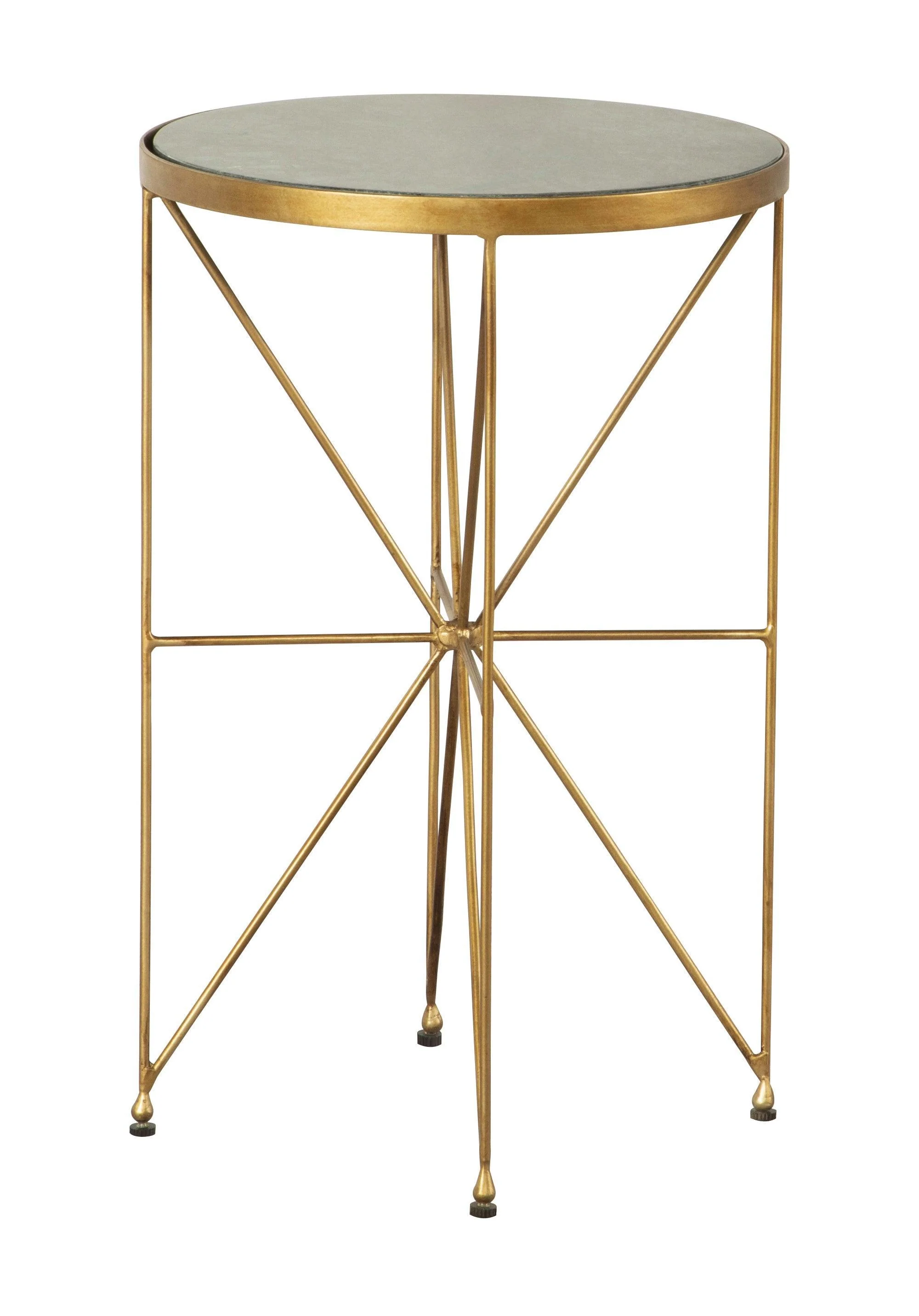 Eliska Round Accent Table With Marble Top Green Antique Gold - Image 2