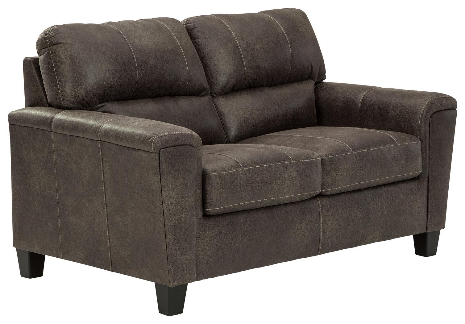 Navi Smoke Faux Leather Loveseat - Image 2