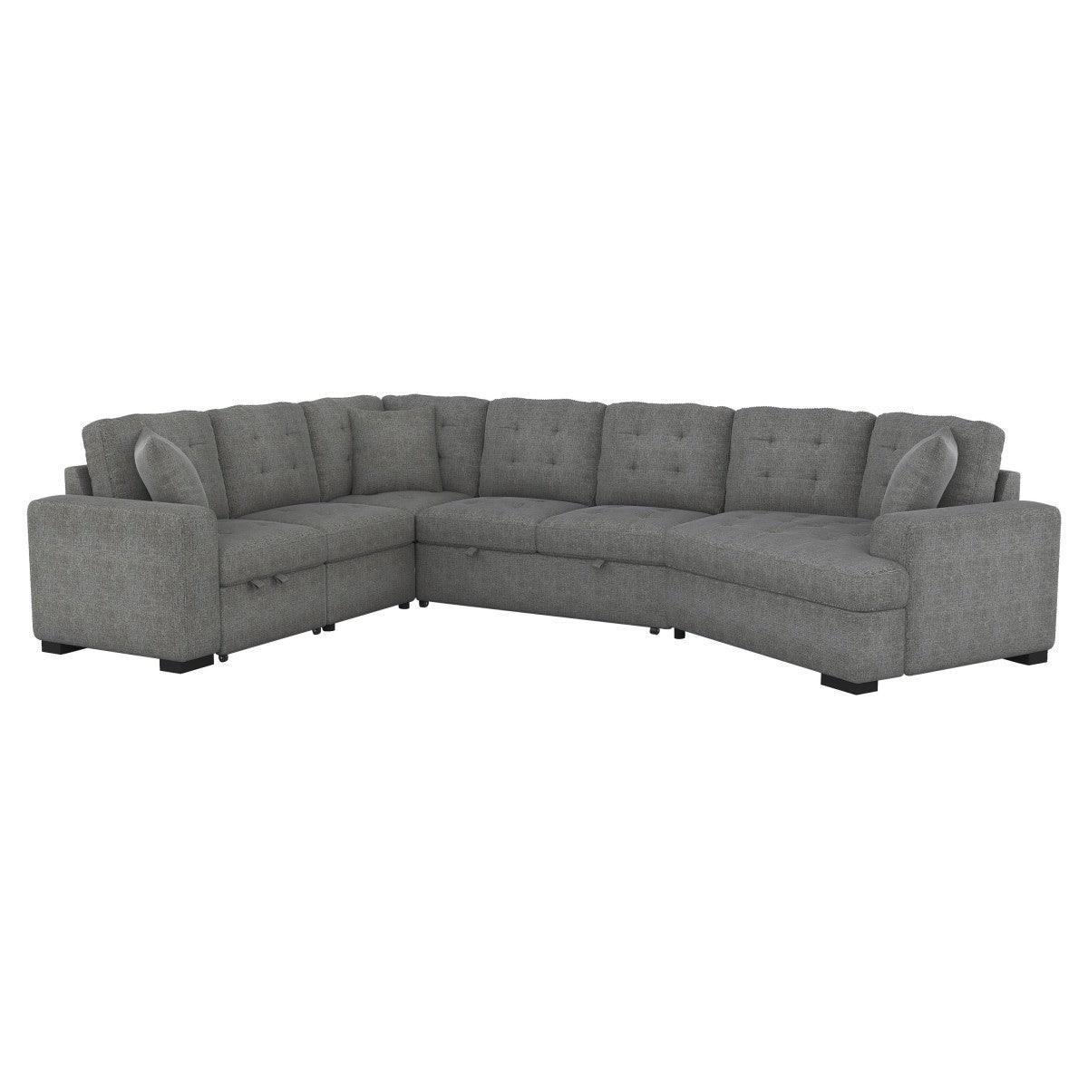 Logansport Gray Fabric 4-Piece Sectional With Pull out Bed Pull out Ottoman - Image 2