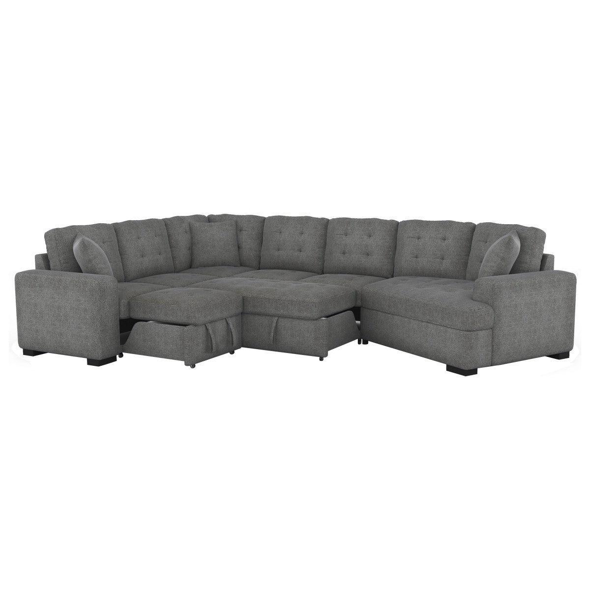Logansport Gray Fabric 4-Piece Sectional With Pull out Bed Pull out Ottoman - Image 3