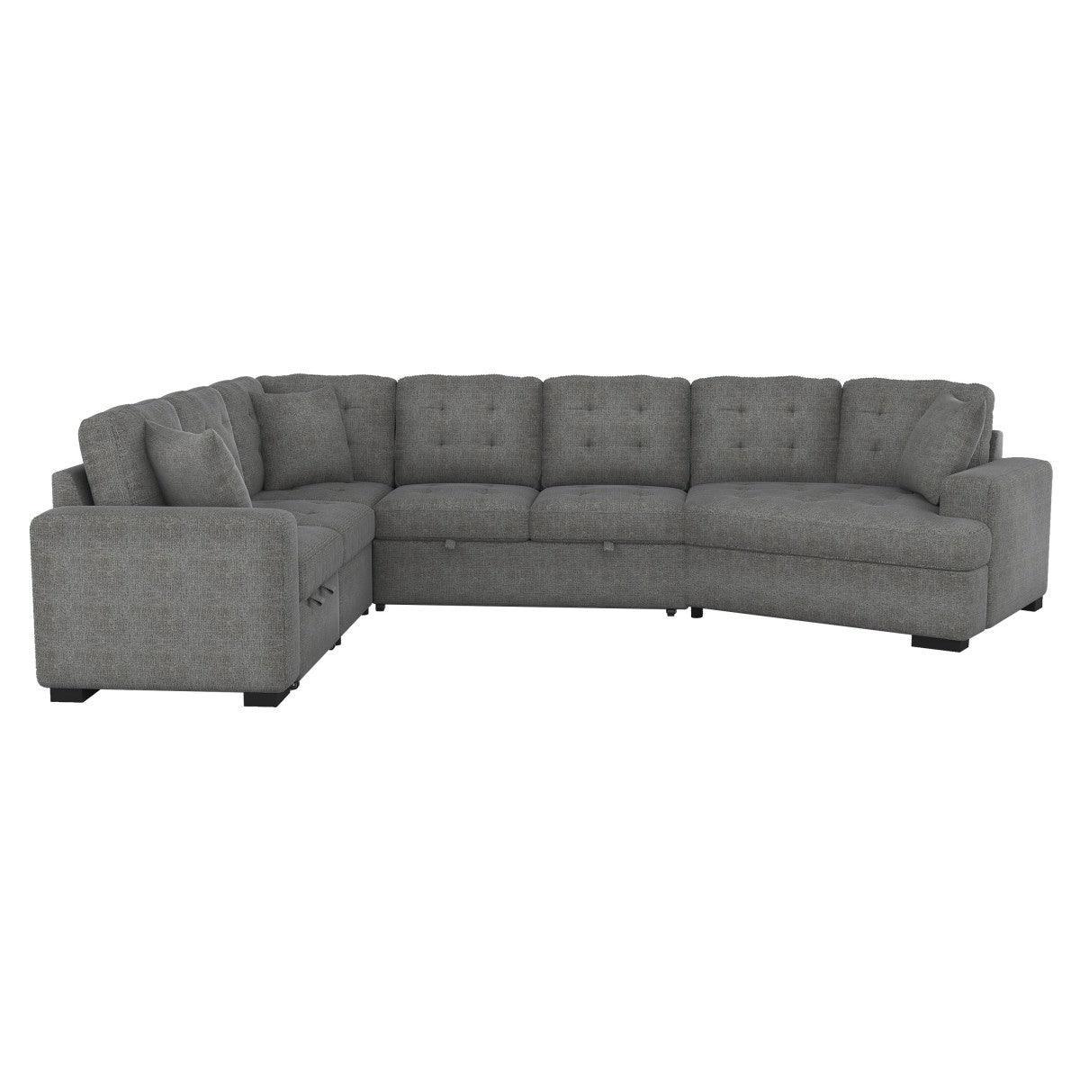 Logansport Gray Fabric 4-Piece Sectional With Pull out Bed Pull out Ottoman - Image 1